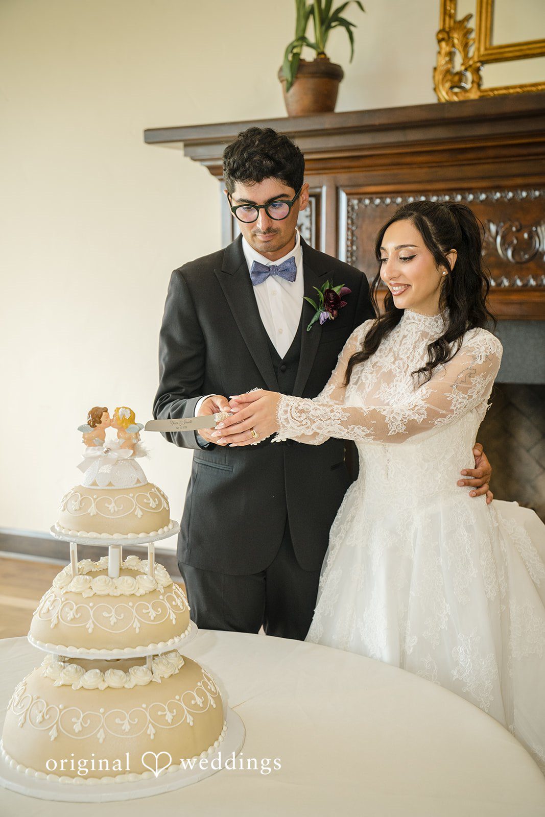 Janelle + Yaser Couple enjoying their cake cutting ceremony after the wedding ceremony