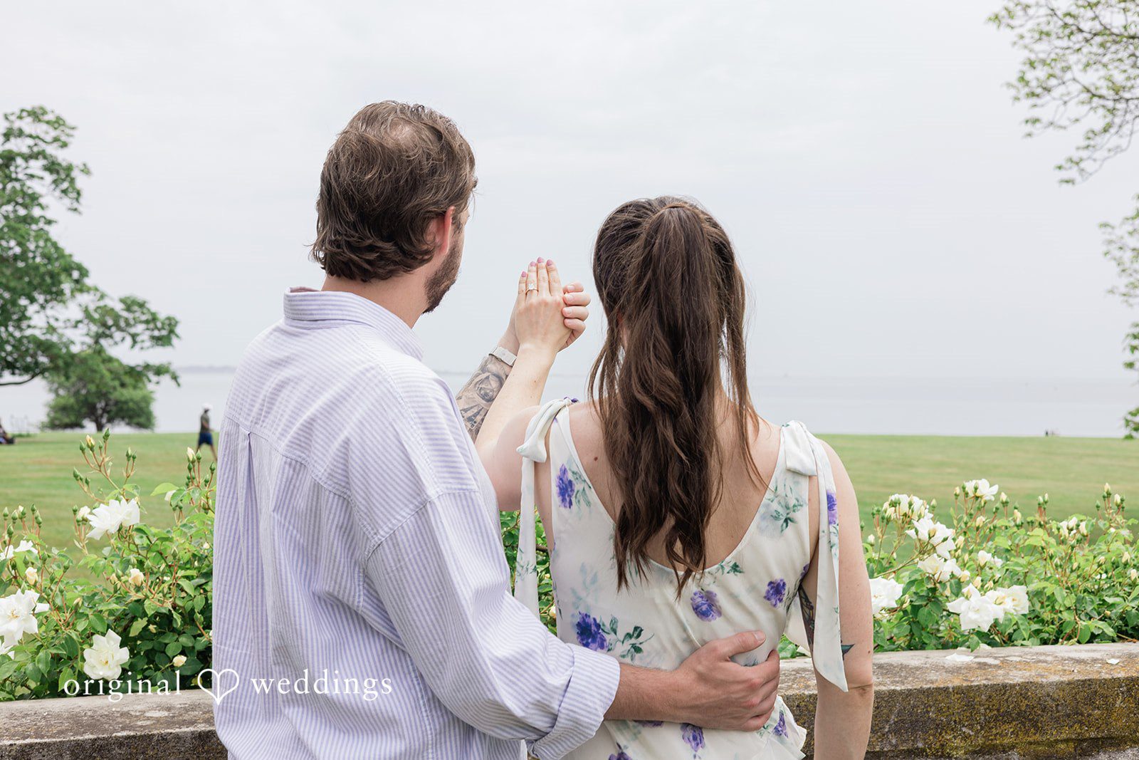 Back view of the couple together at Harkness Park