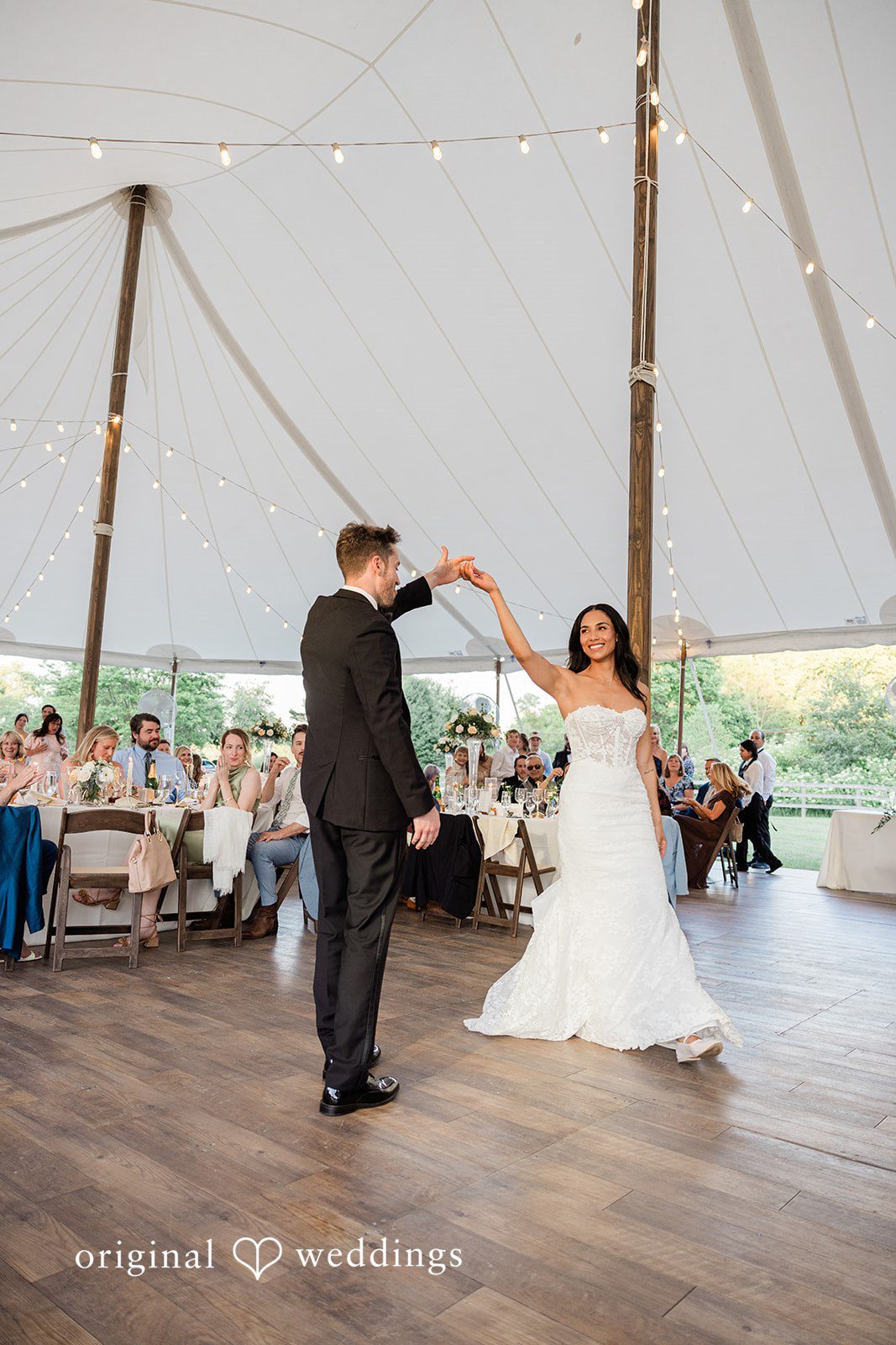Couple sharing a romantic dance at Chicago Backyard