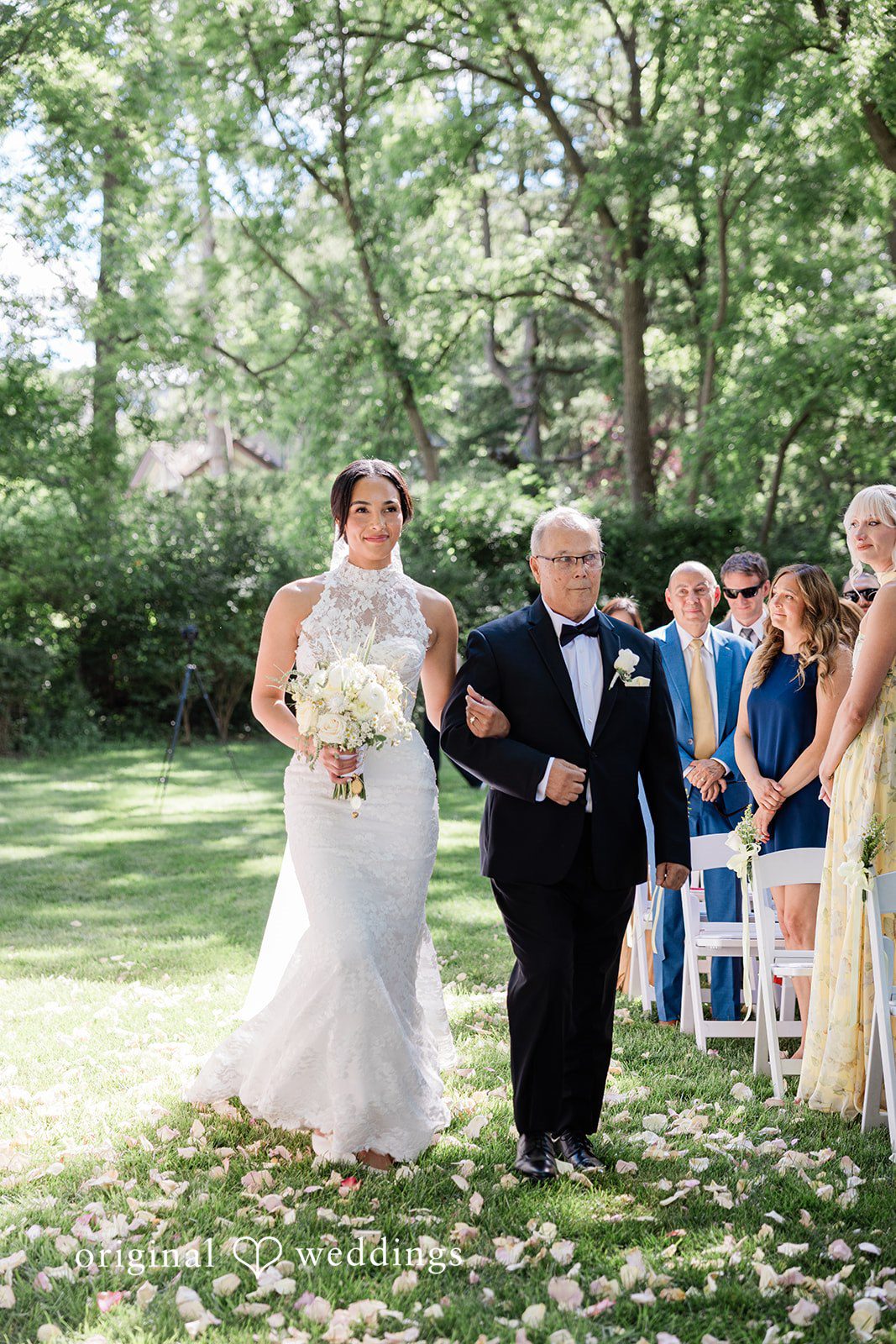 Wedding ceremony entrance of the bride at Chicago Backyard