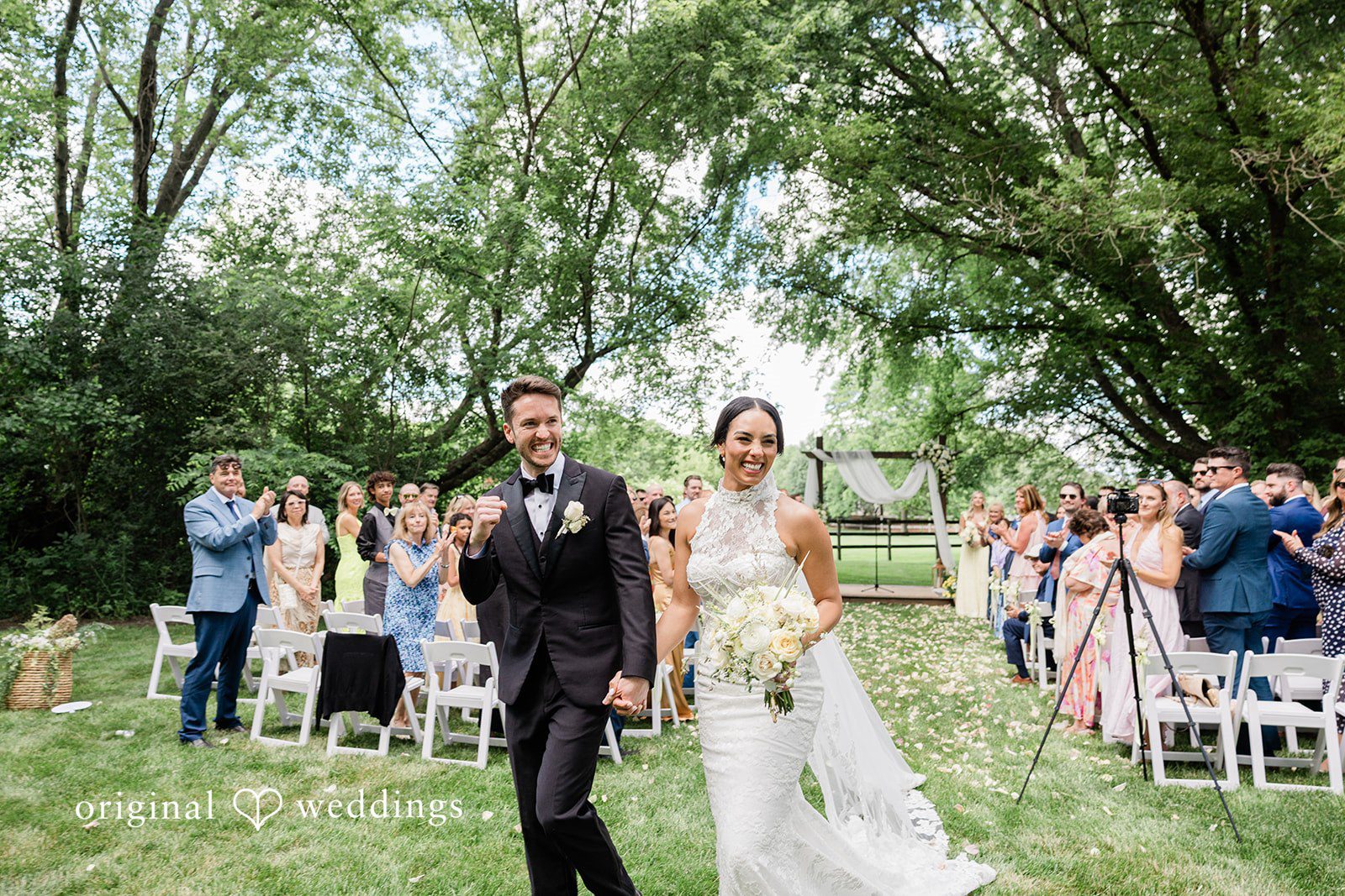 Couple smiling while walking outdoors at Chicago Backyard