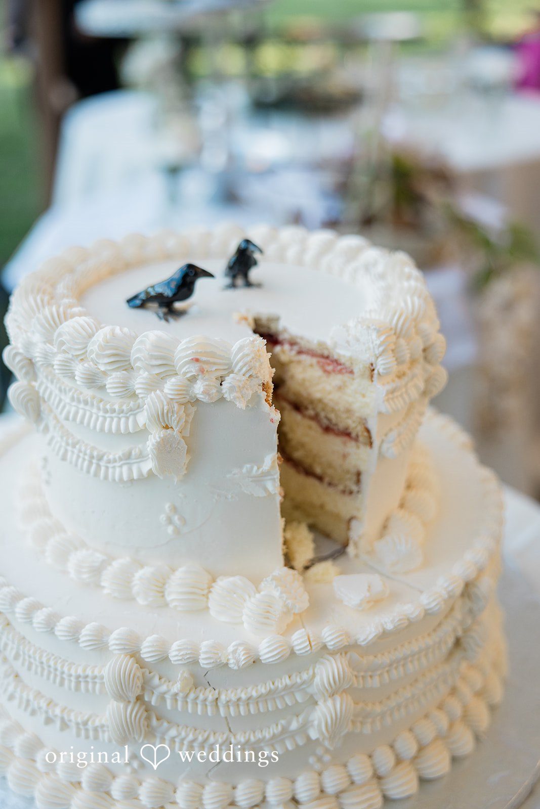Reception cake beautifully displayed at Chicago Backyard