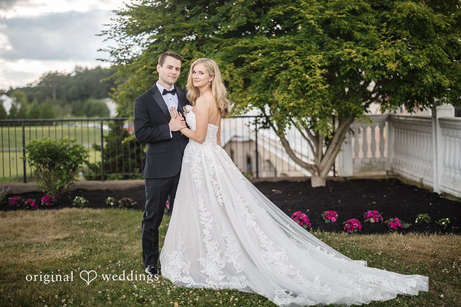 Our Boston wedding photographers at Original Weddings captured a stunning portrait of the couple at the Indian Pond Country Club
