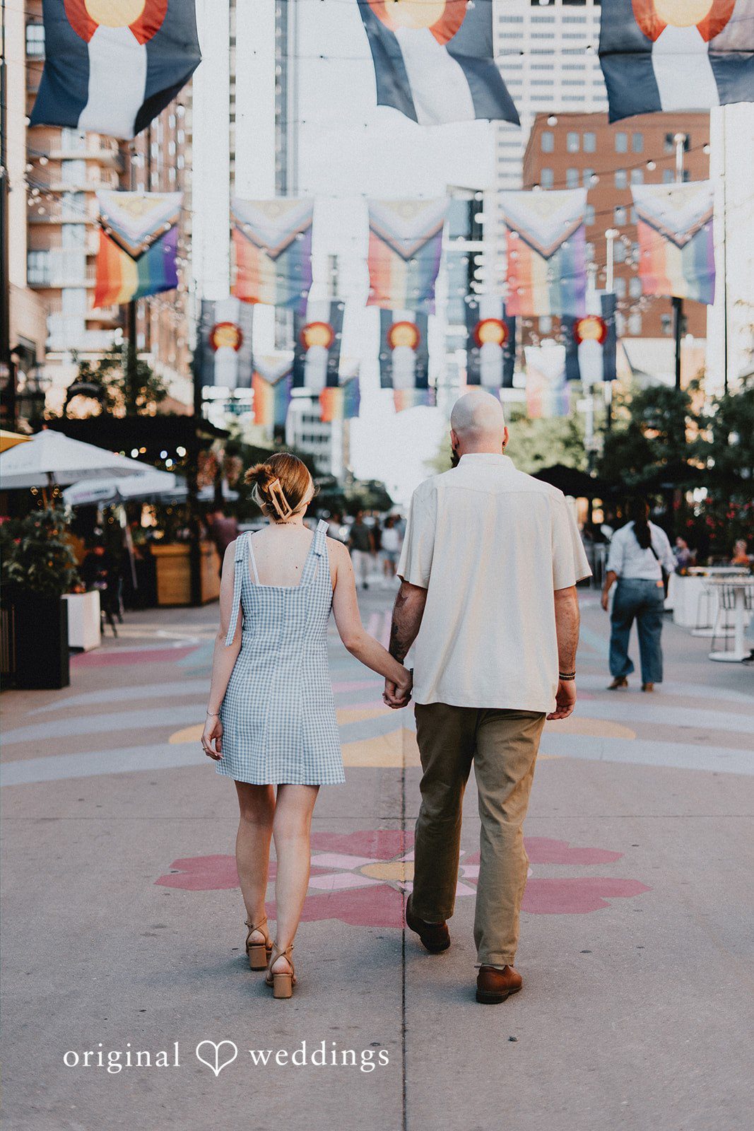 Courtney + Seth The couple takes a walk through Larimer Square