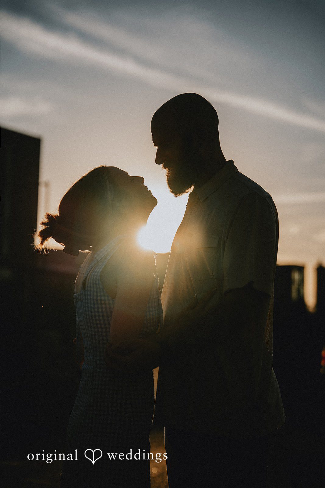 Courtney + Seth Night portrait at Larimer Square