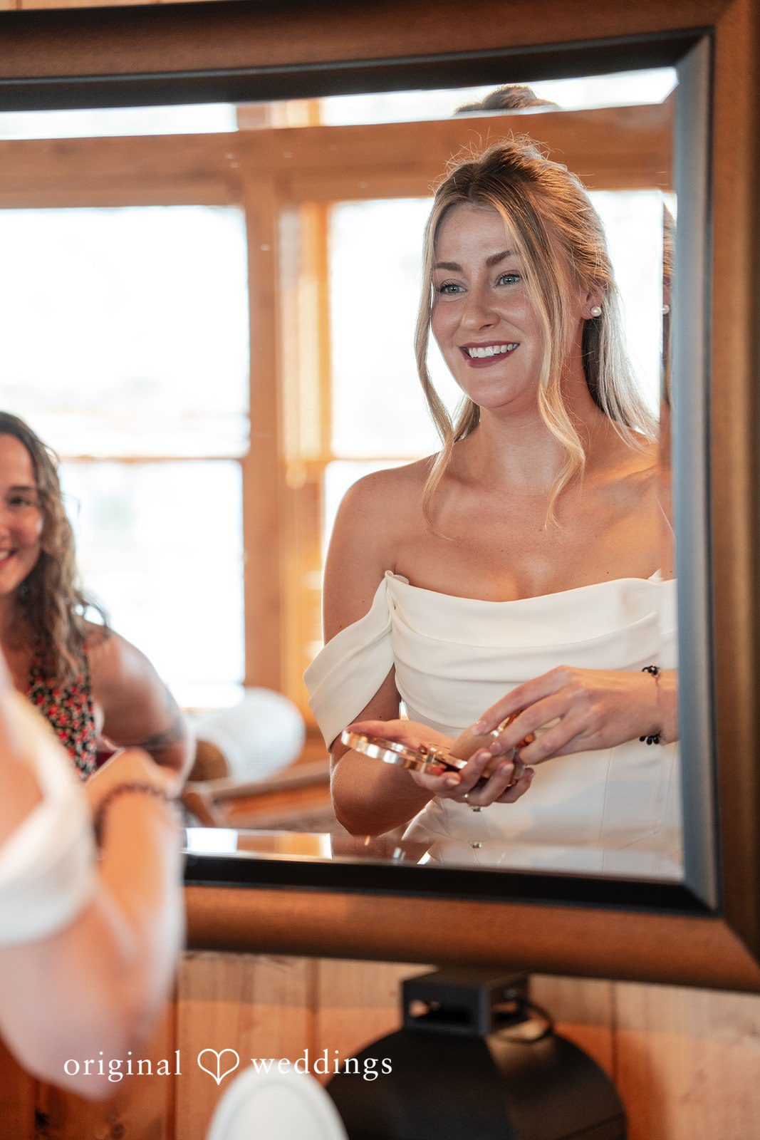 Annie + Andrew Lovely bride getting ready for wedding with happiness