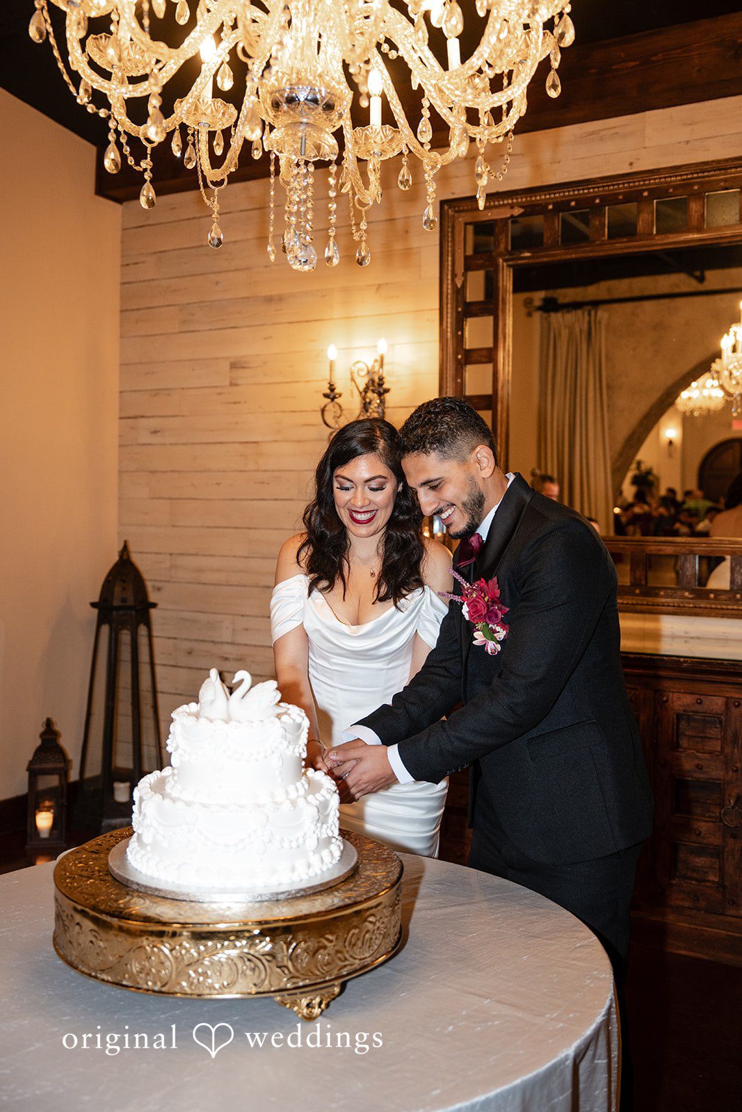 Vanessa + Abdelrahman The couple cuts their wedding cake