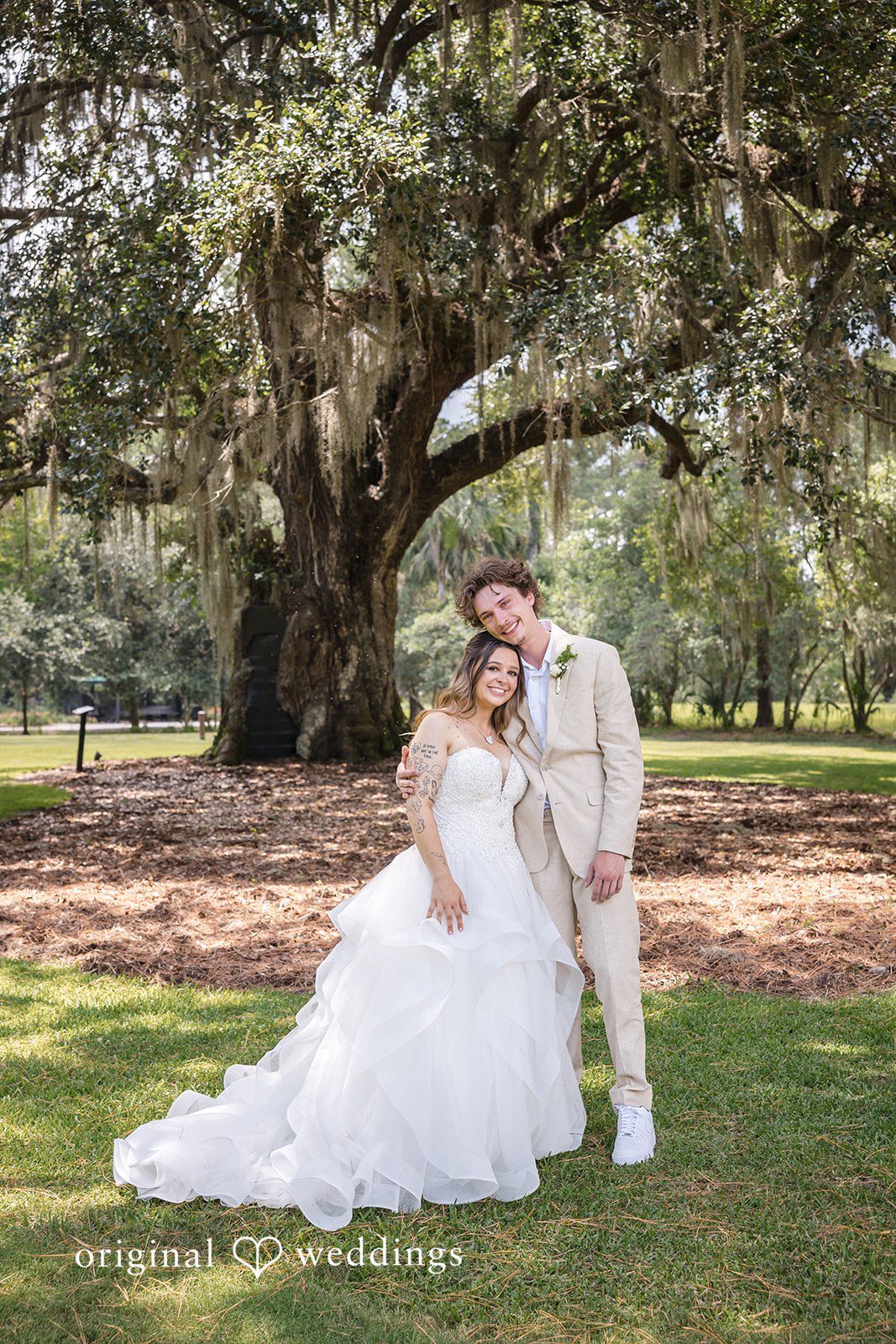 Madison + Aiden Elegant bride and groom portrait at Magnolia Plantation and Gardens