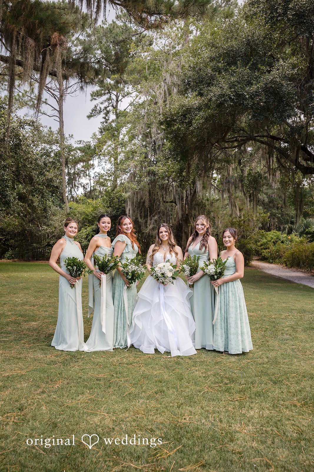 Madison + Aiden Bride and bridesmaids portrait at Magnolia Plantation and Gardens