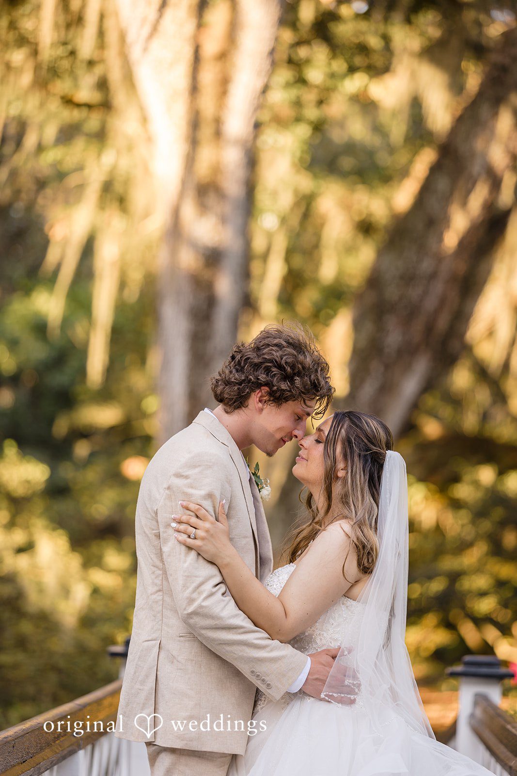 Madison + Aiden Romantic Newlywed Portrait on the Bridge at Magnolia Plantation and Gardens