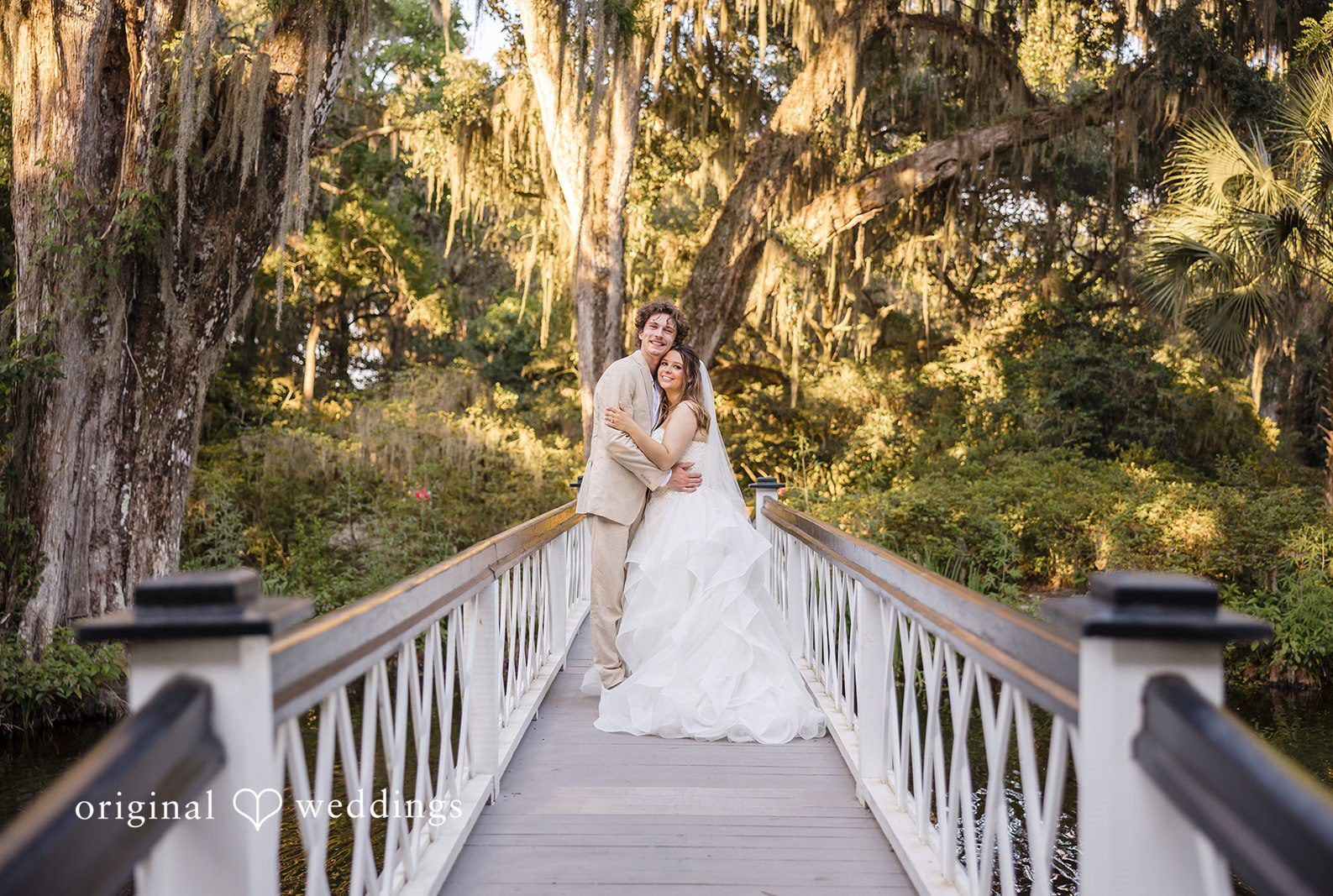 Golden Hour Couple Portrait at Magnolia Plantation and Gardens captured by Charleston Wedding Photographers from Original Weddings