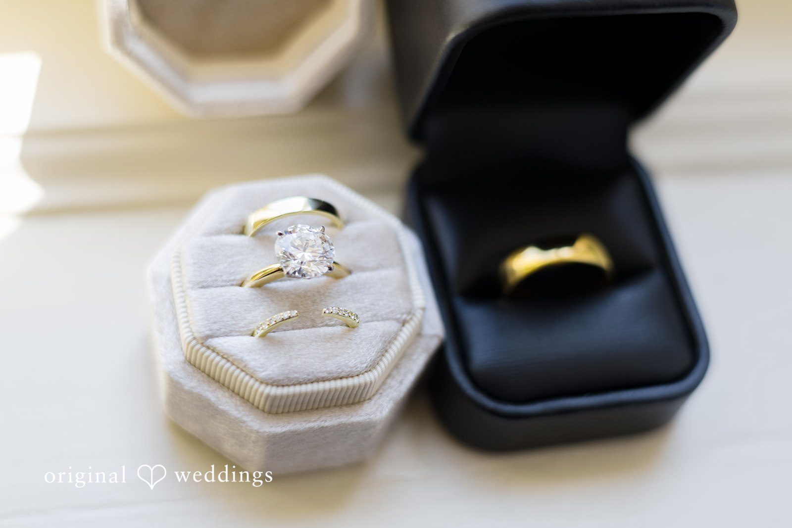 Wedding rings displayed at Memorial Union.