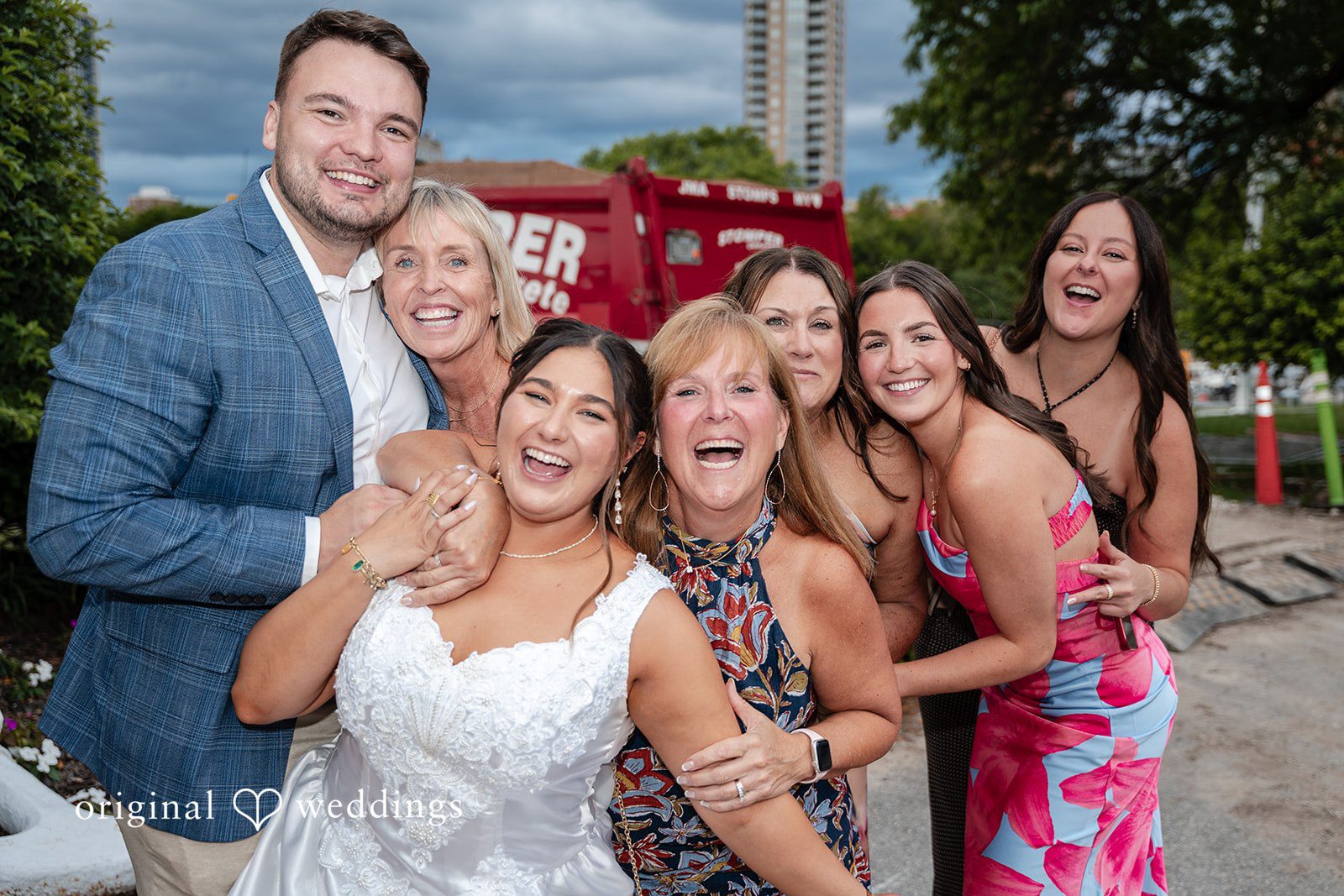 Chelsea + Matthew The couple and their wedding party