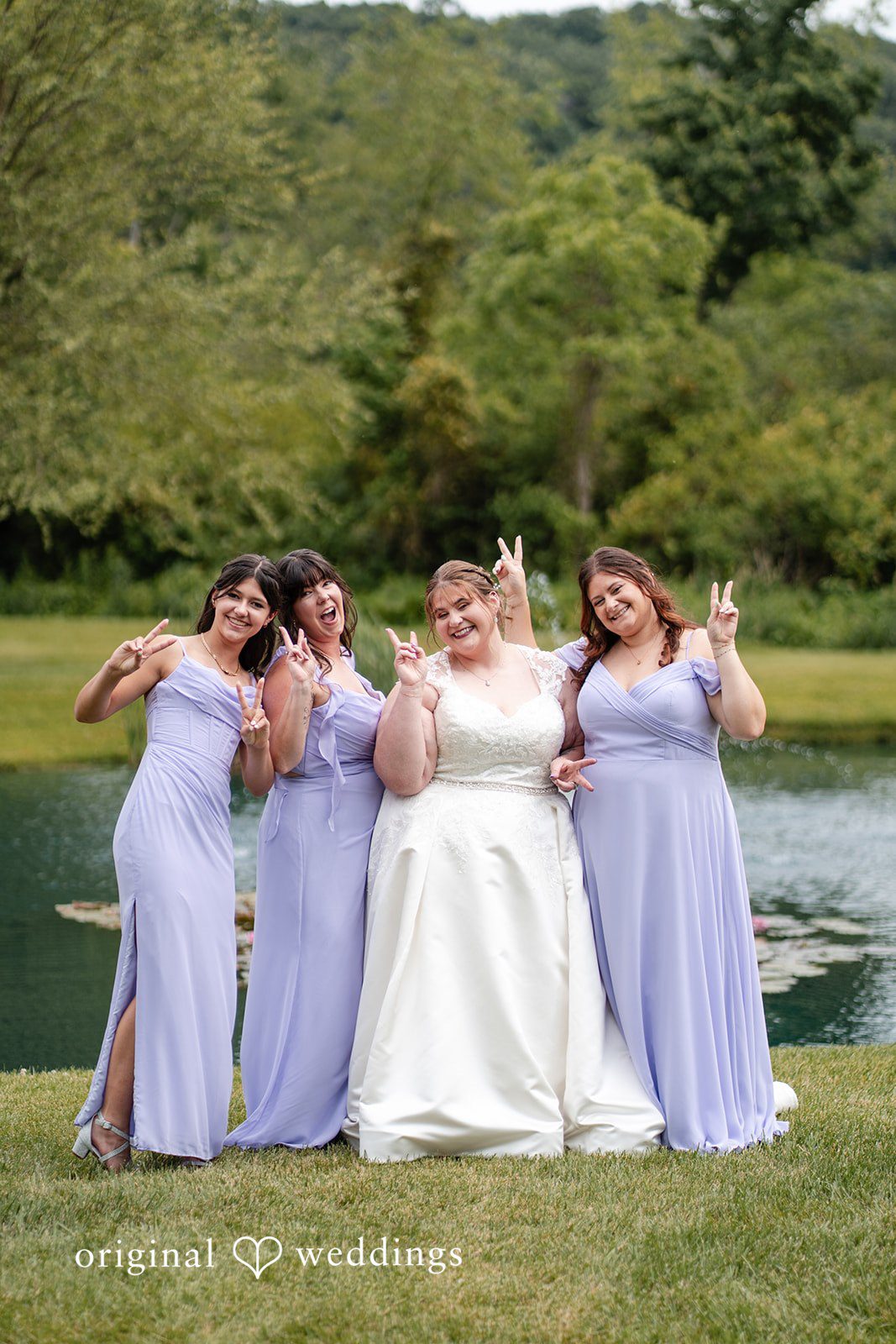 David + Courtney Our Baltimore wedding photographers captured a stunning portrait of the bride and her bridesmaids at the Montagu Meadows