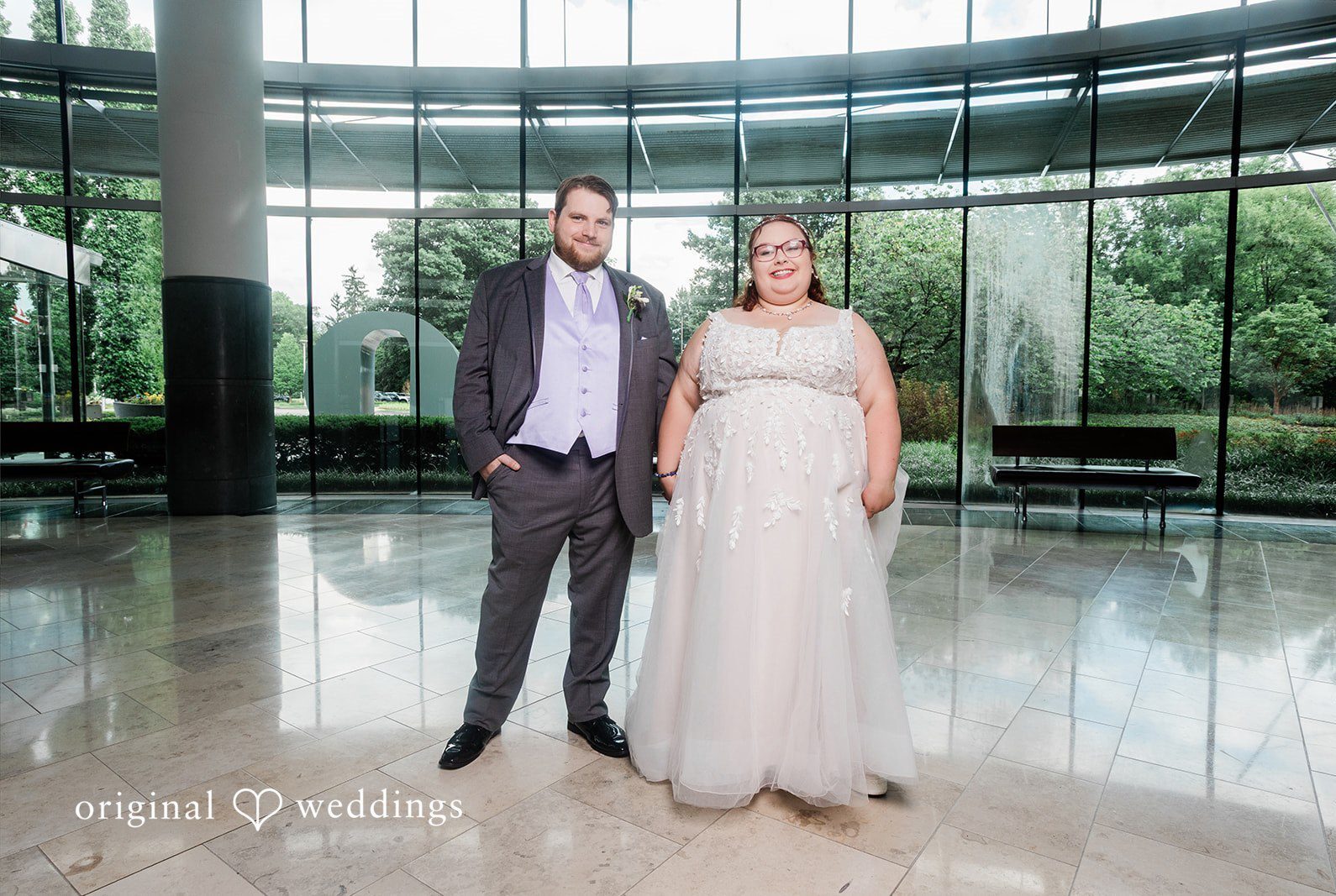 Stunning Portrait of couple at Newfields by Indianapolis Wedding Photographer from Original Weddings.