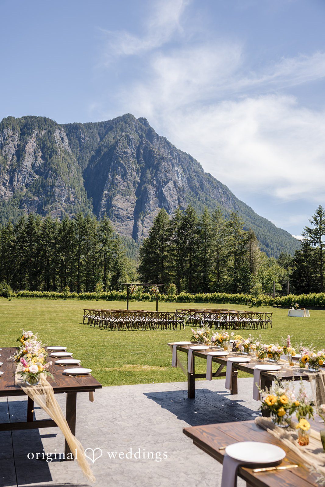 Wedding ceremony space at North Fork Farm Events