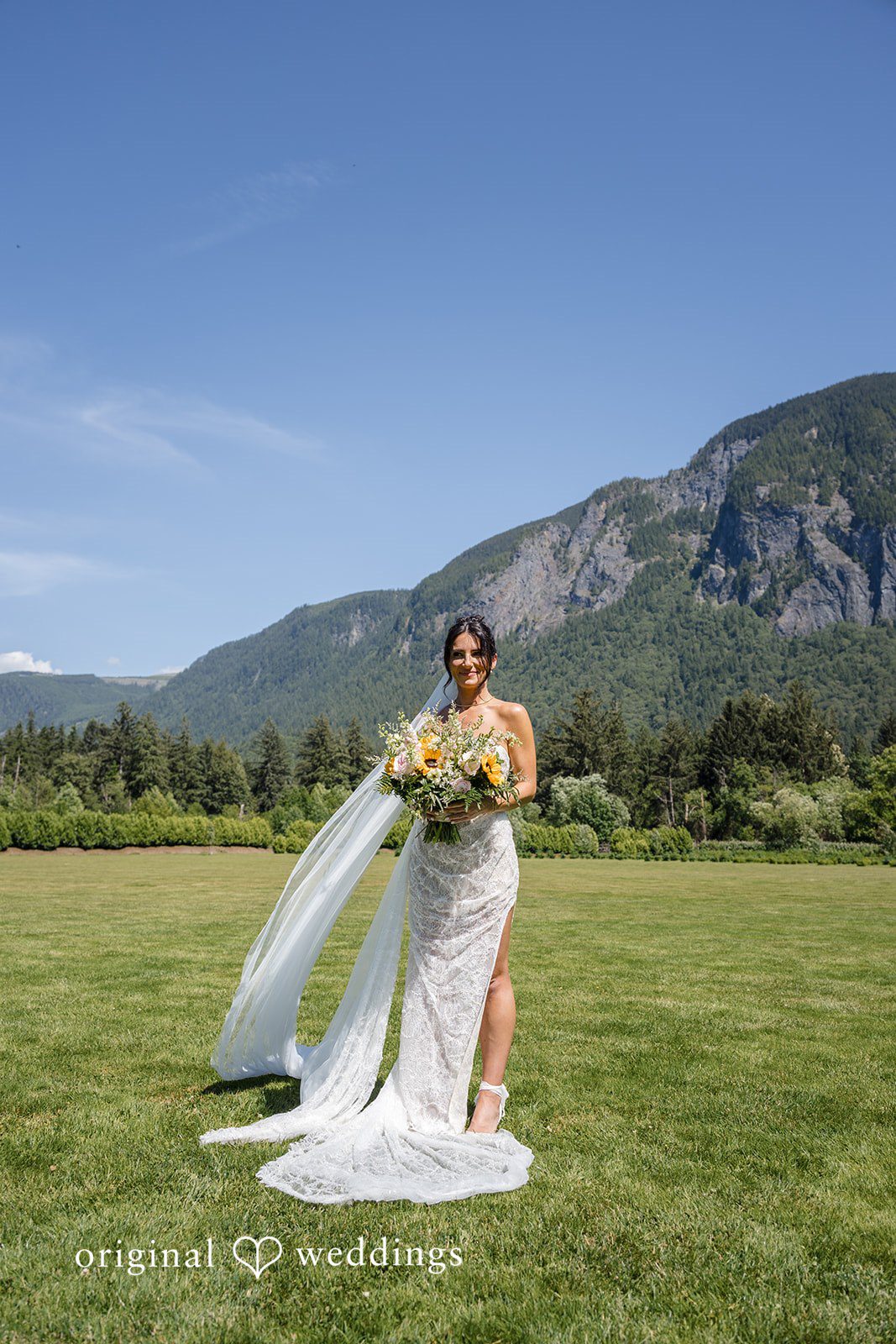 A stunning portrait of the bride at North Fork Farm Events