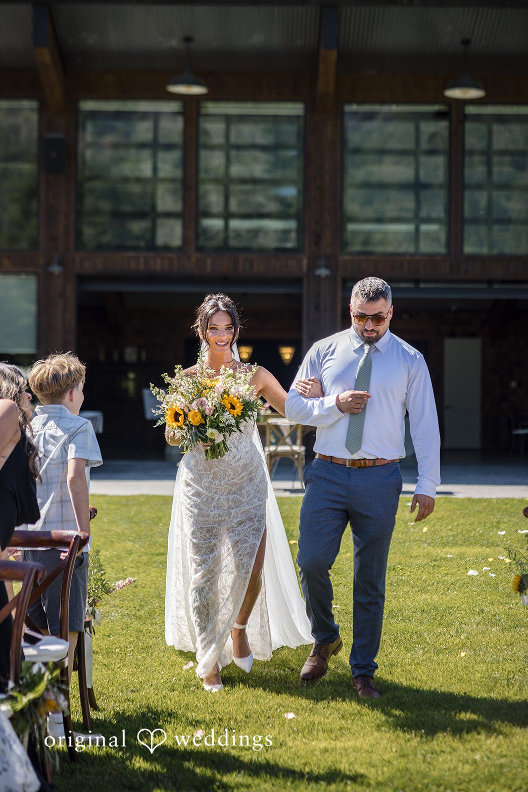 The bride walks down the aisle