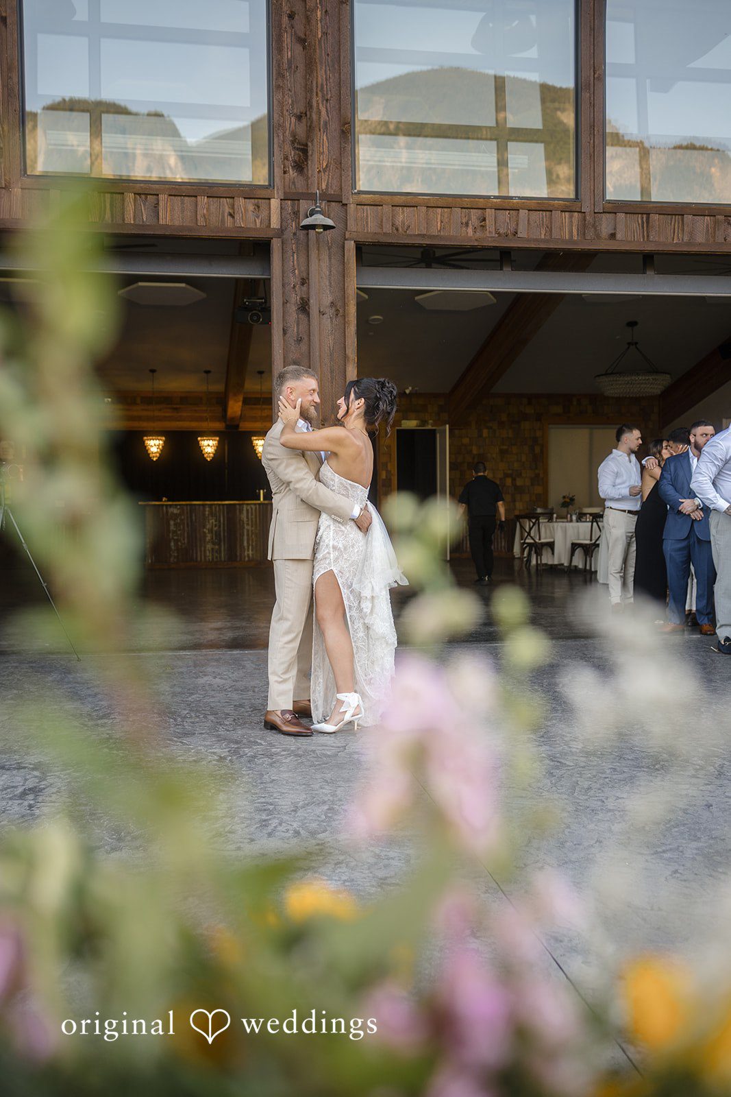 A romantic portrait of the couple at North Fork Farm Events