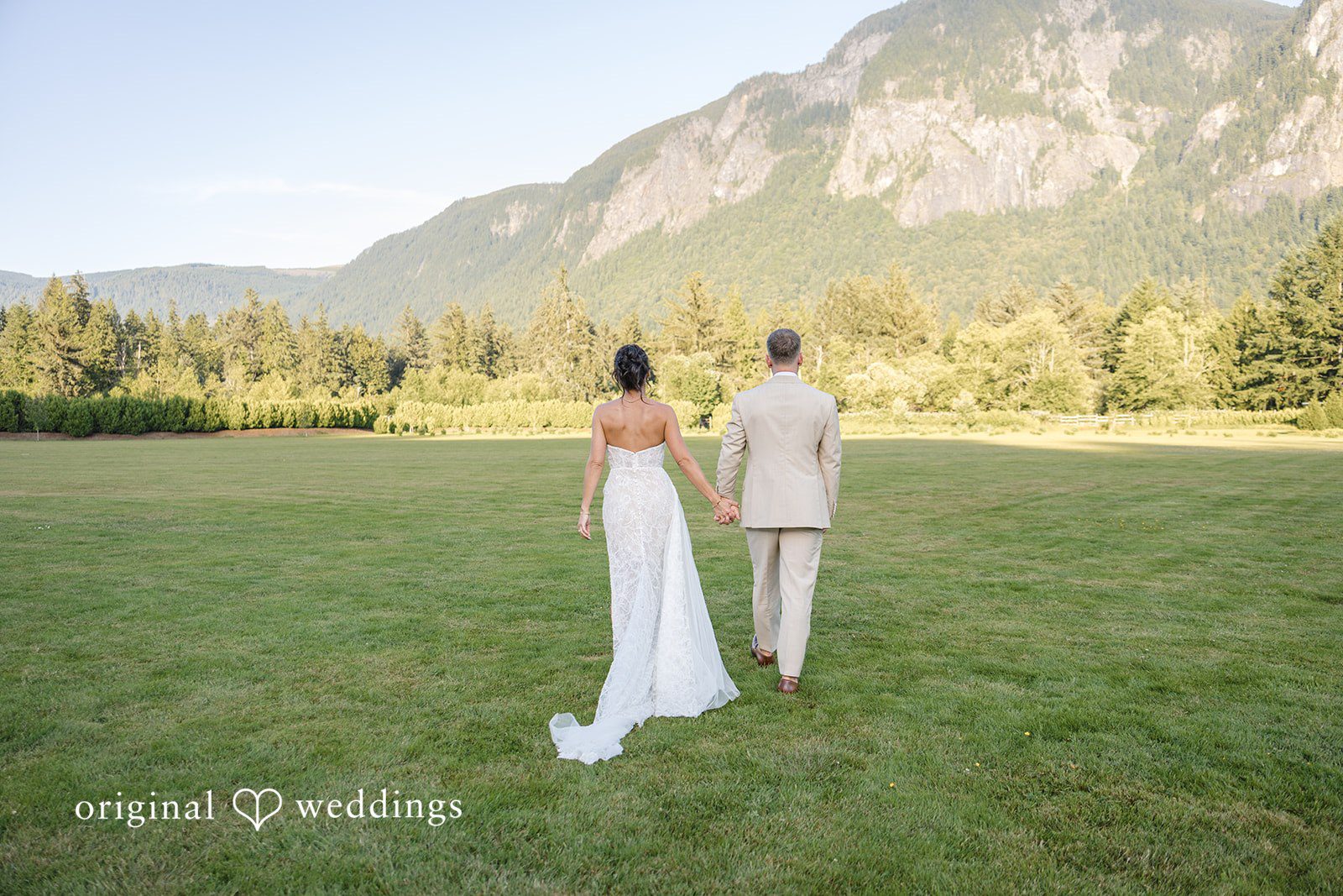 The couple takes a walk through the North Fork Farm