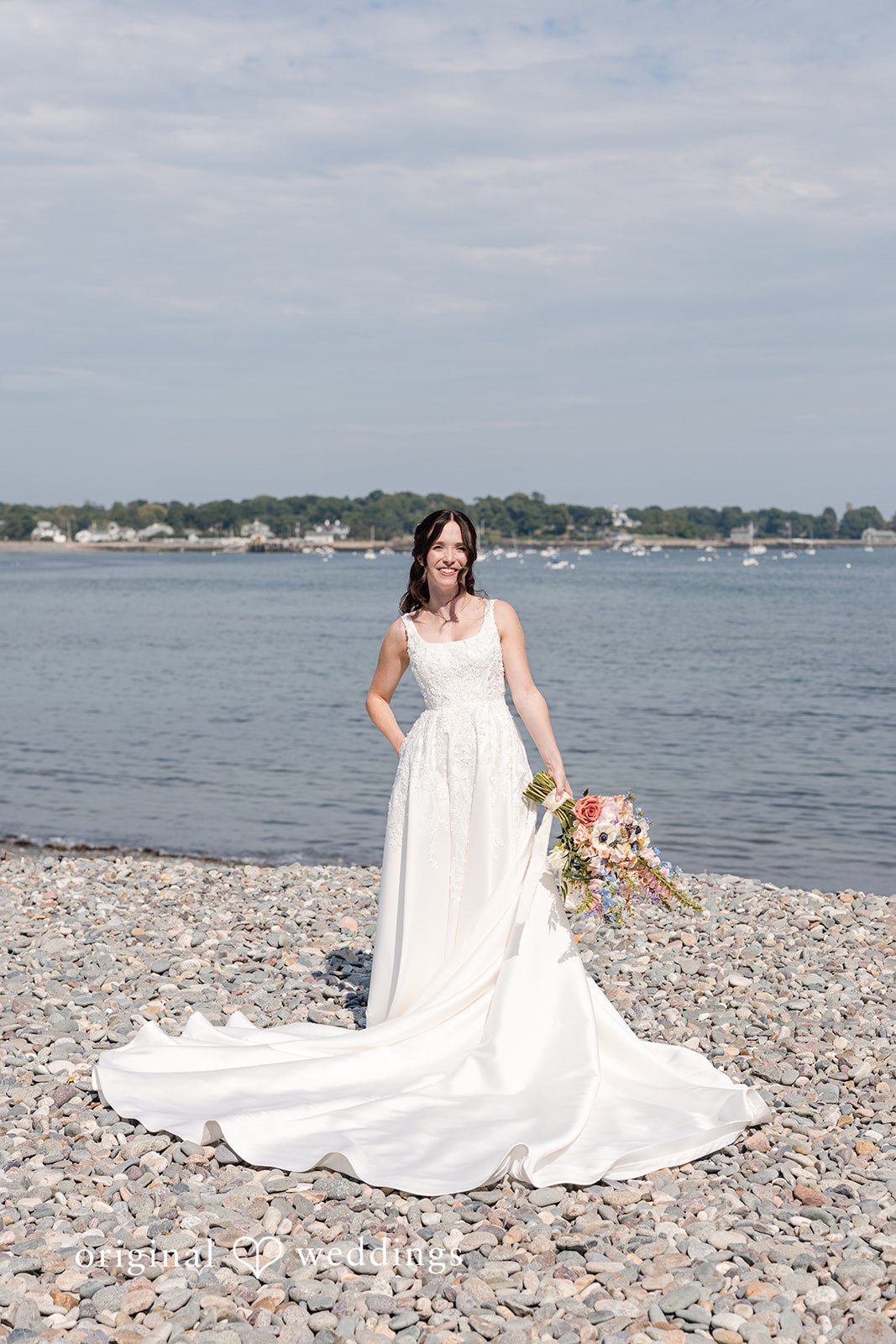 Kerri + David Bride portrait enjoying her wedding day at Oceanview of Nahant