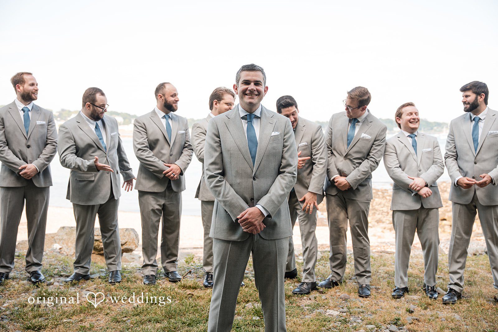 Kerri + David Classic groomsmen group picture outdoors