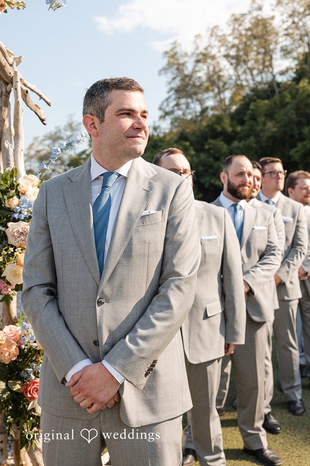 Kerri + David Emotional pre-ceremony moment as the groom waits for his bride