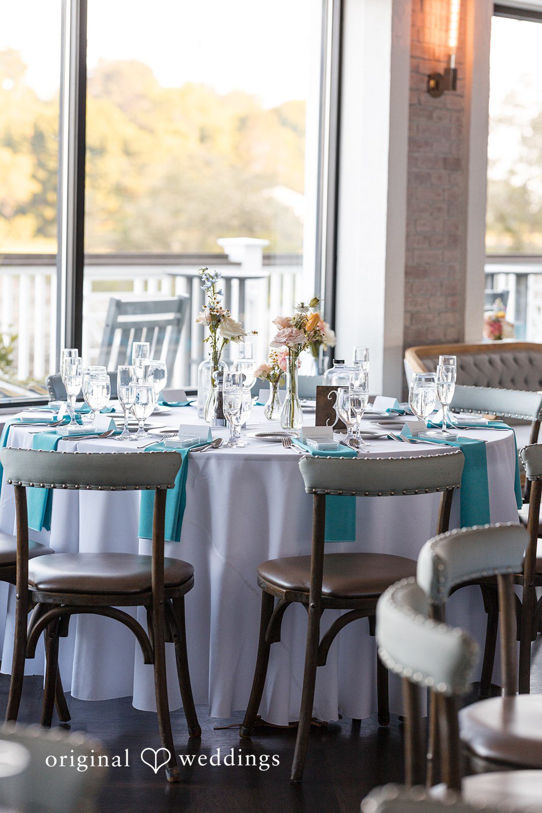 Kerri + David Elegant reception tables at Oceanview of Nahant