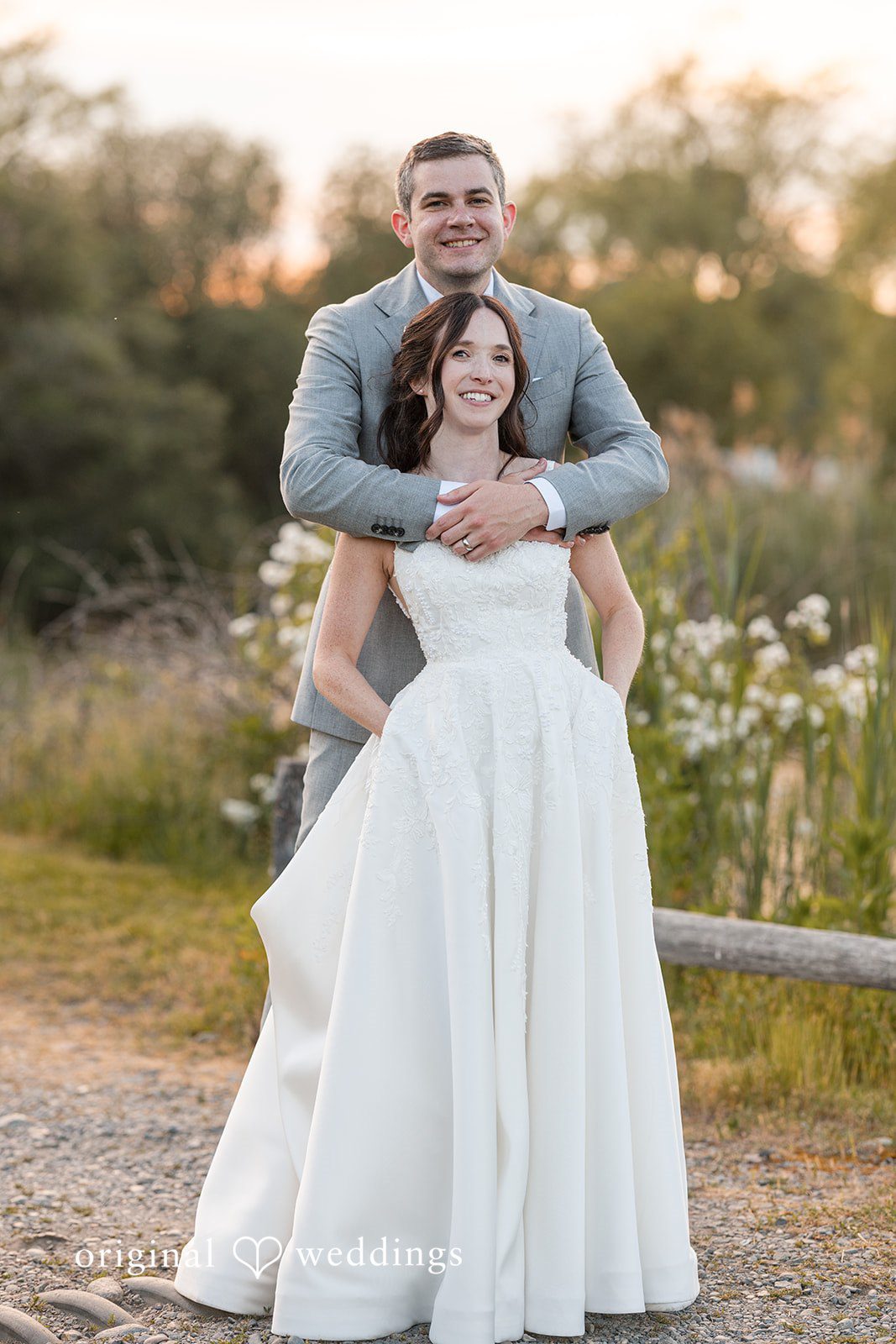 Kerri + David Romantic wedding portrait surrounded by natural scenery at Oceanview of Nahant