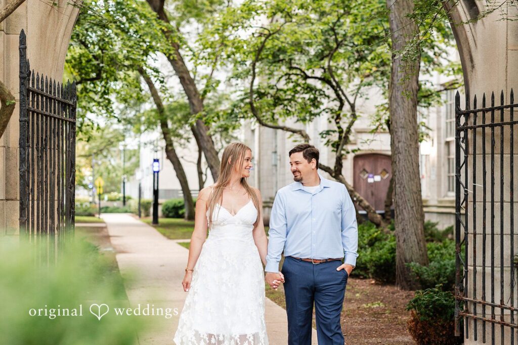 Our Chicago engagement photographers at Original Weddings captured the moment the couple took a walk at the Olive Park