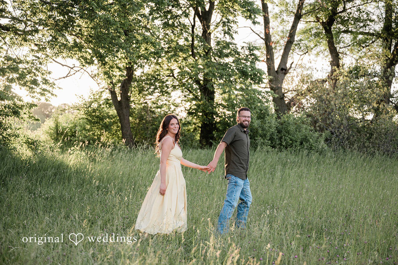 Stunning portrait of couple at Retzer Nature Park by Milwaukee Engagement Photographers from Original Weddings.