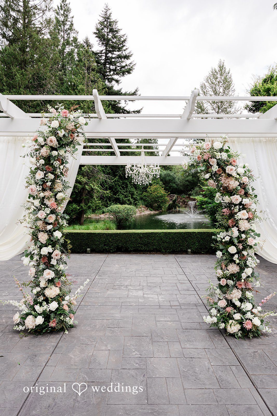 AlyssaMay + Benjamin Beautiful floral decoration for wedding ceremony at Rock Creek Gardens