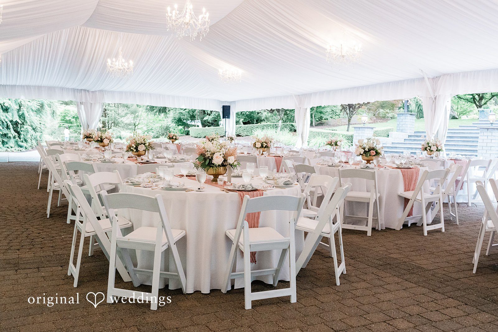 AlyssaMay + Benjamin Wedding tables set up at Rock Creek Gardens