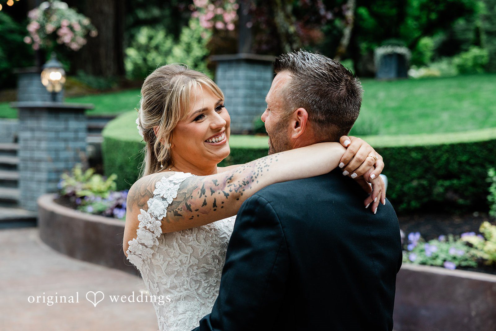 AlyssaMay + Benjamin Bride and groom having the romantic moments at Rock Creek Gardens