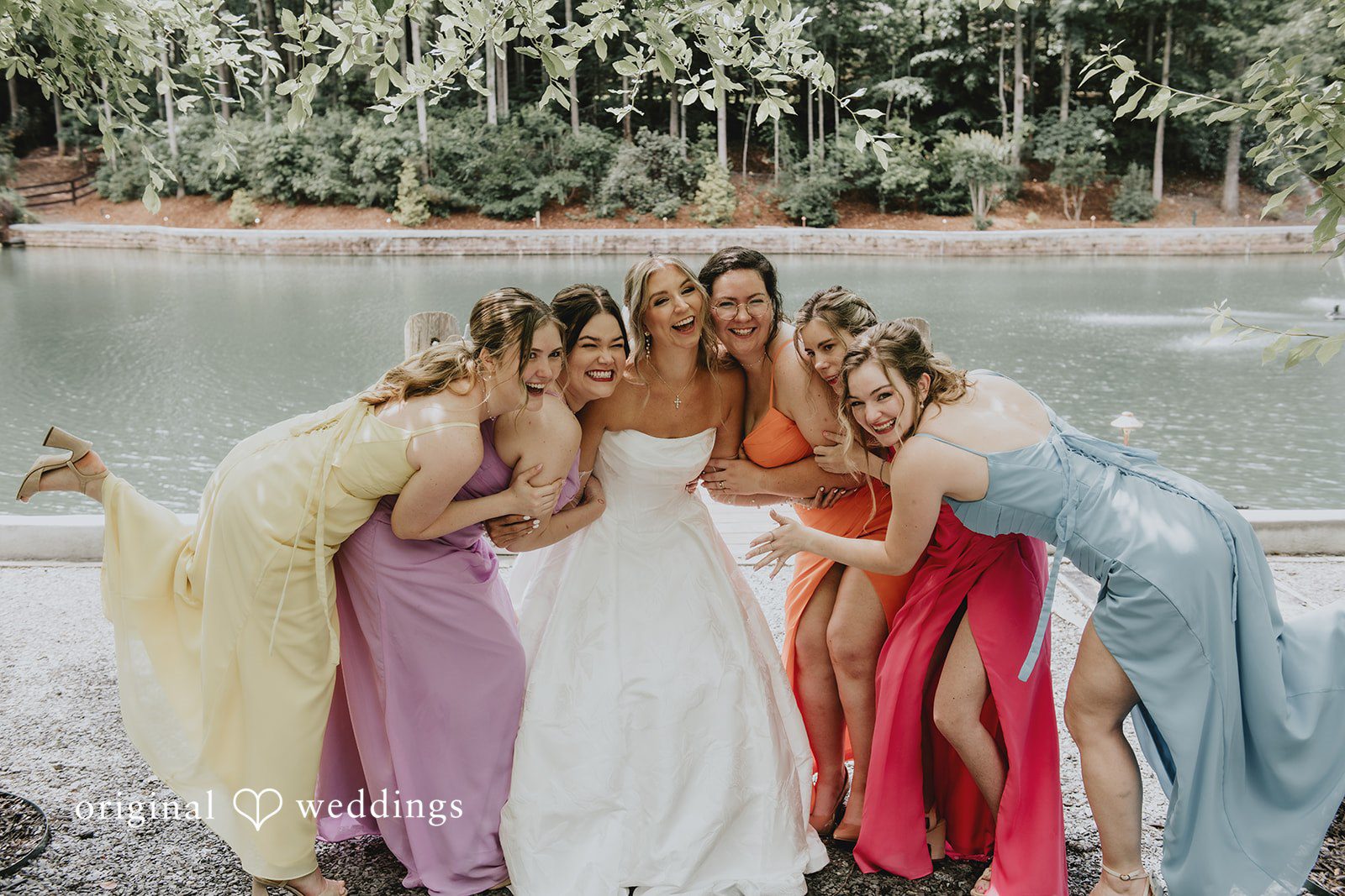 Julia + Kaleb Bride and bridesmaids portrait after getting ready