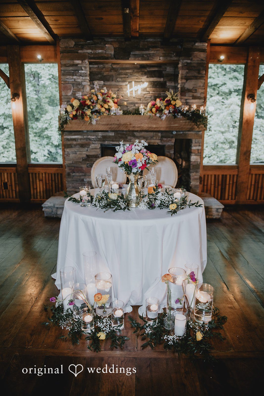 Julia + Kaleb Bride and groom’s sweetheart table setup details