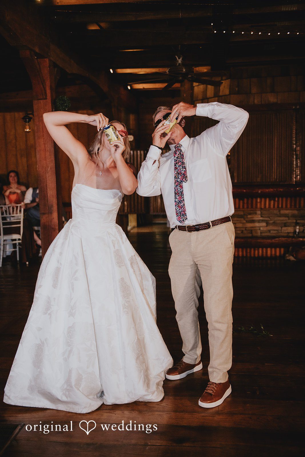 Julia + Kaleb Bride sharing a drink with her father