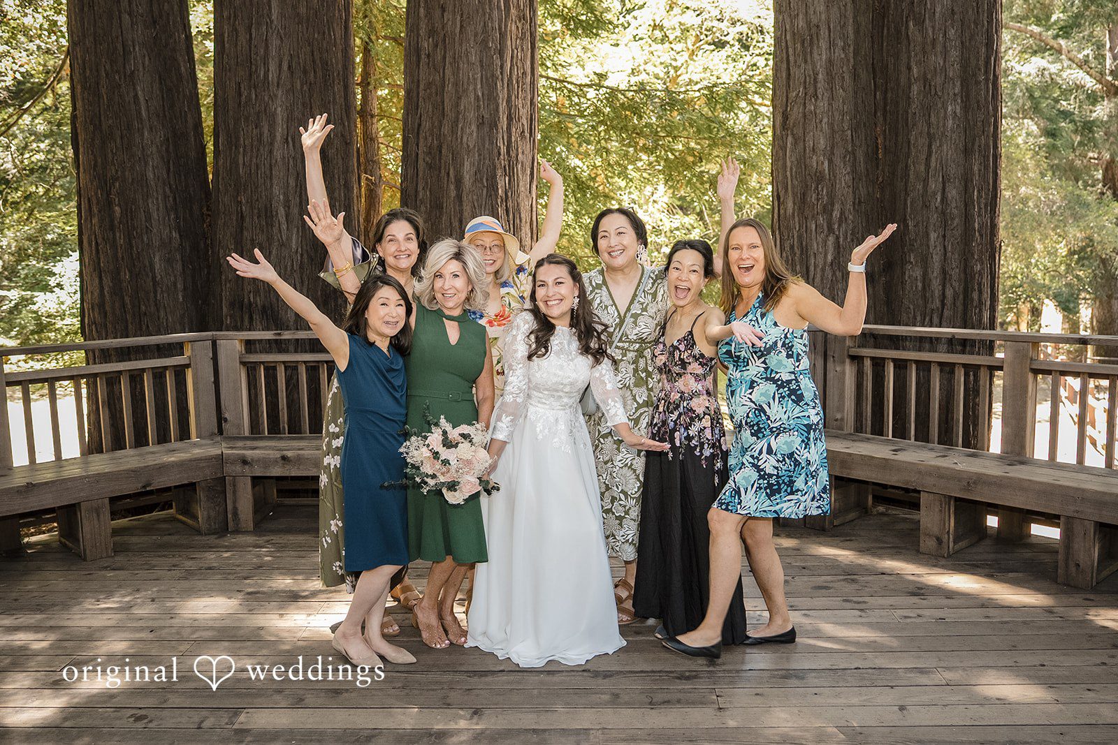 Brittany + Shane Bride posing with the bridesmaids before the ceremony at Sanborn County Park