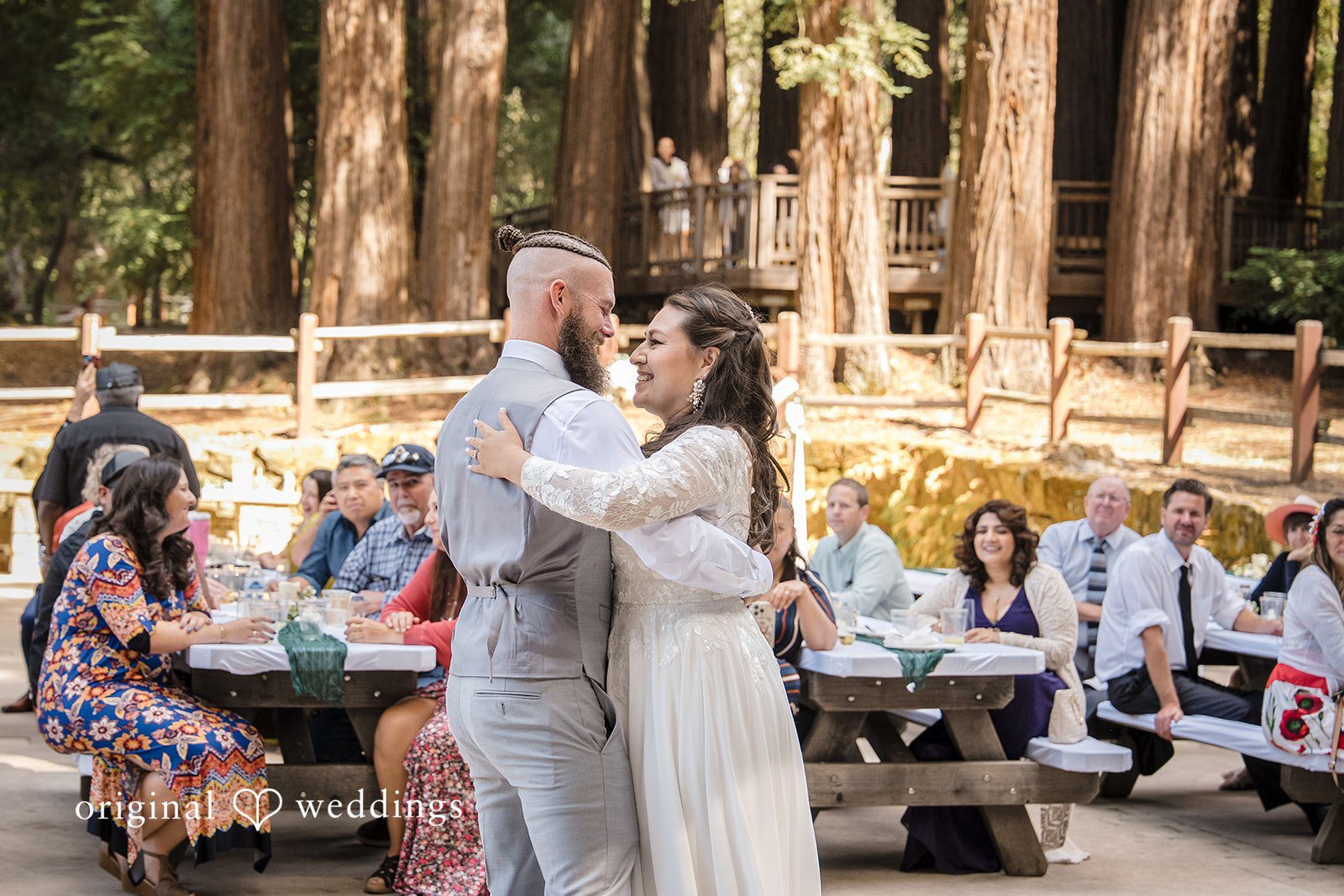 Brittany + Shane Bride and groom enjoying their first dance at Sanborn County Park