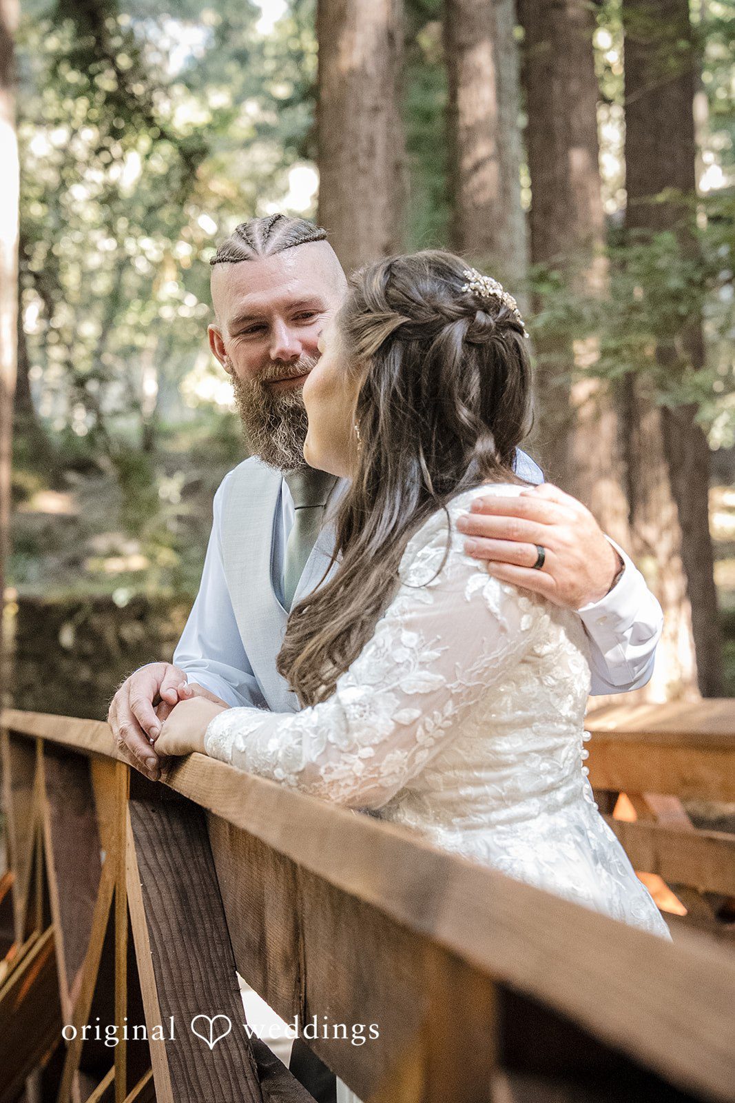 Brittany + Shane Intimate close-up of the couple sharing eye contact at Sanborn County Park