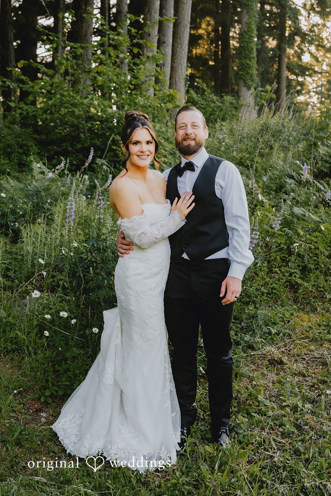 Kristina + Christopher Stunning Portrait of couple at Skamania Lodge by Portland Wedding Photographers from Original Weddings.