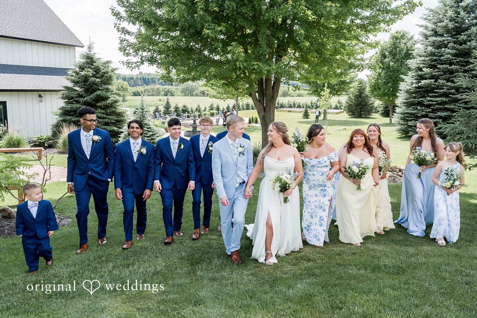 Emily + Ridge Group picture taken during a beautiful Spruce Hill wedding.