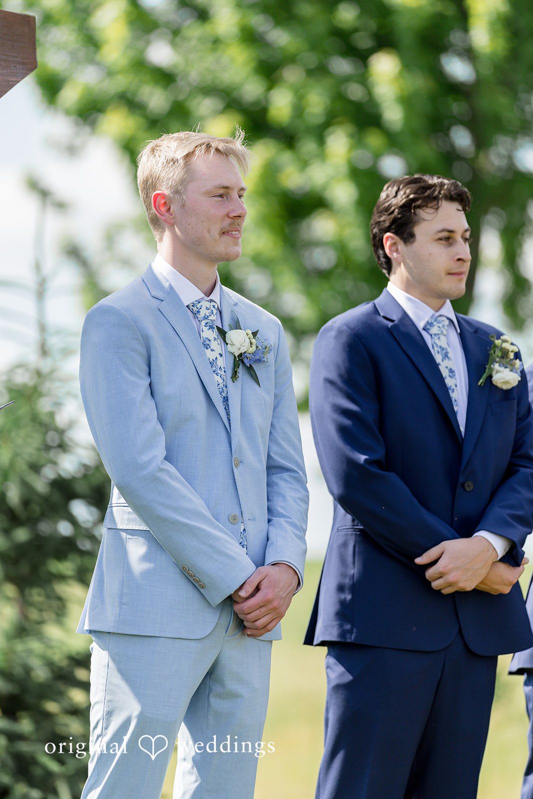 Emily + Ridge Groom waiting for the bride during the ceremony at Spruce Hill