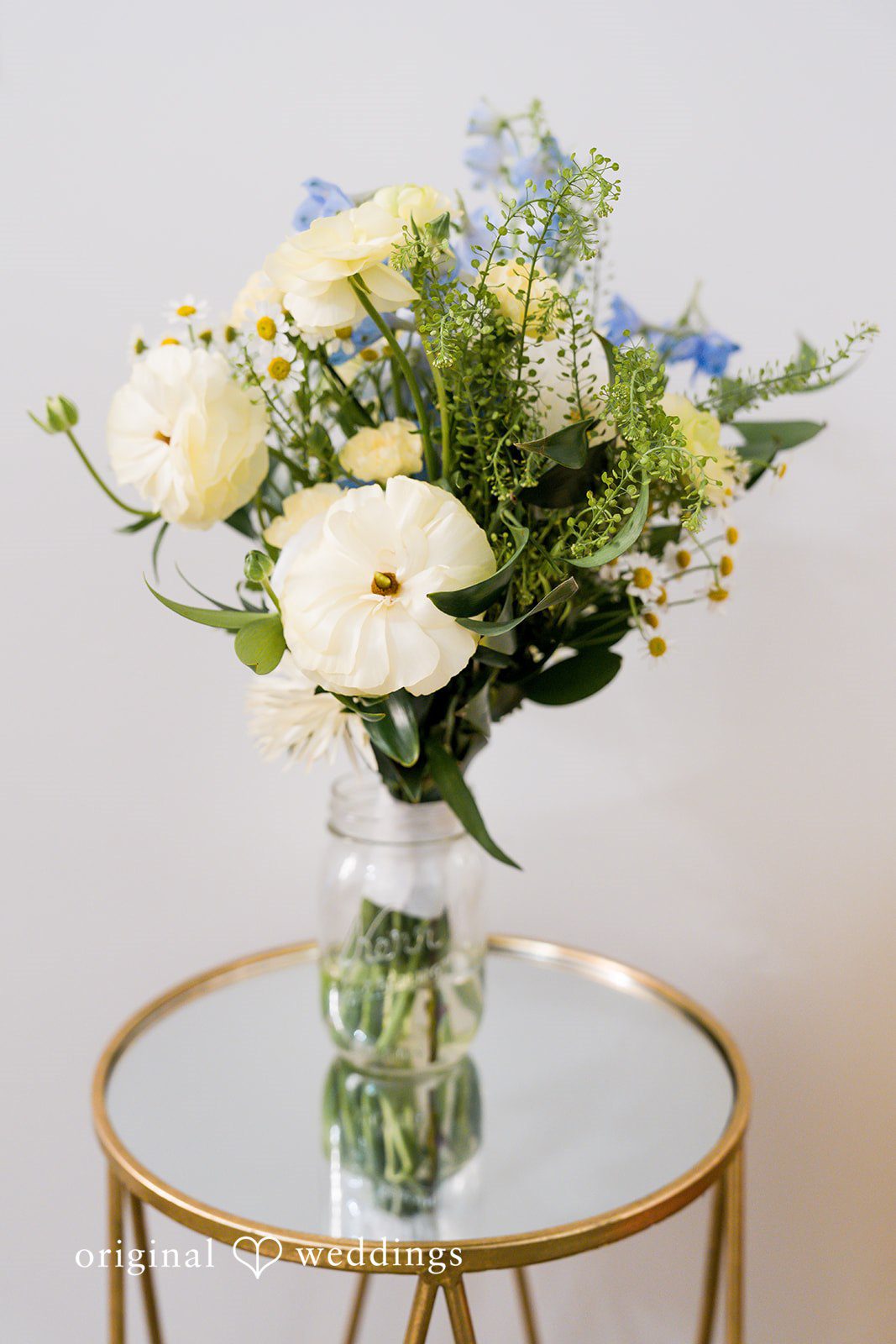 Emily + Ridge Romantic bouquet featuring seasonal flowers at Spruce Hill.