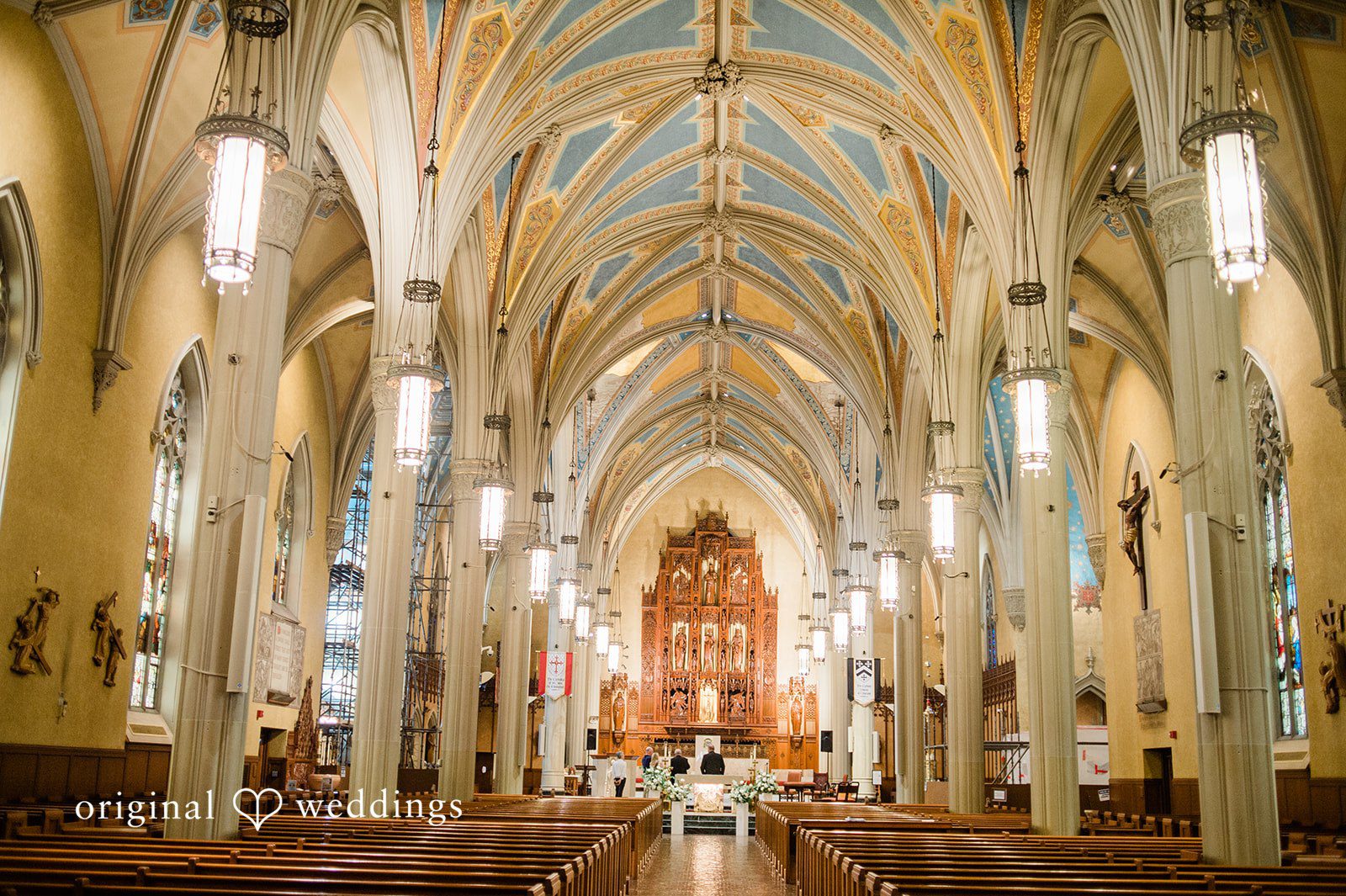 Luke + Madison Elegant ceremony inside at St. Clair Ballroom before guests arrive.