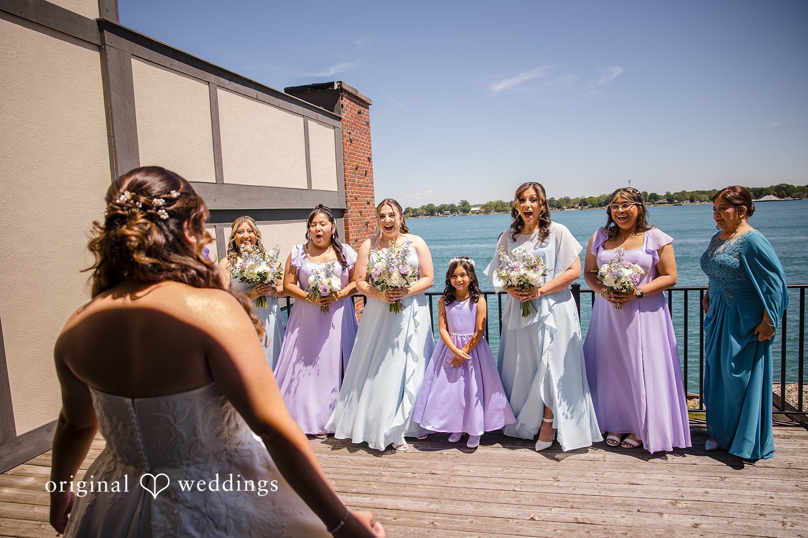 James + Nora Elegant bridesmaids photography with the bride at St. Clair Inn