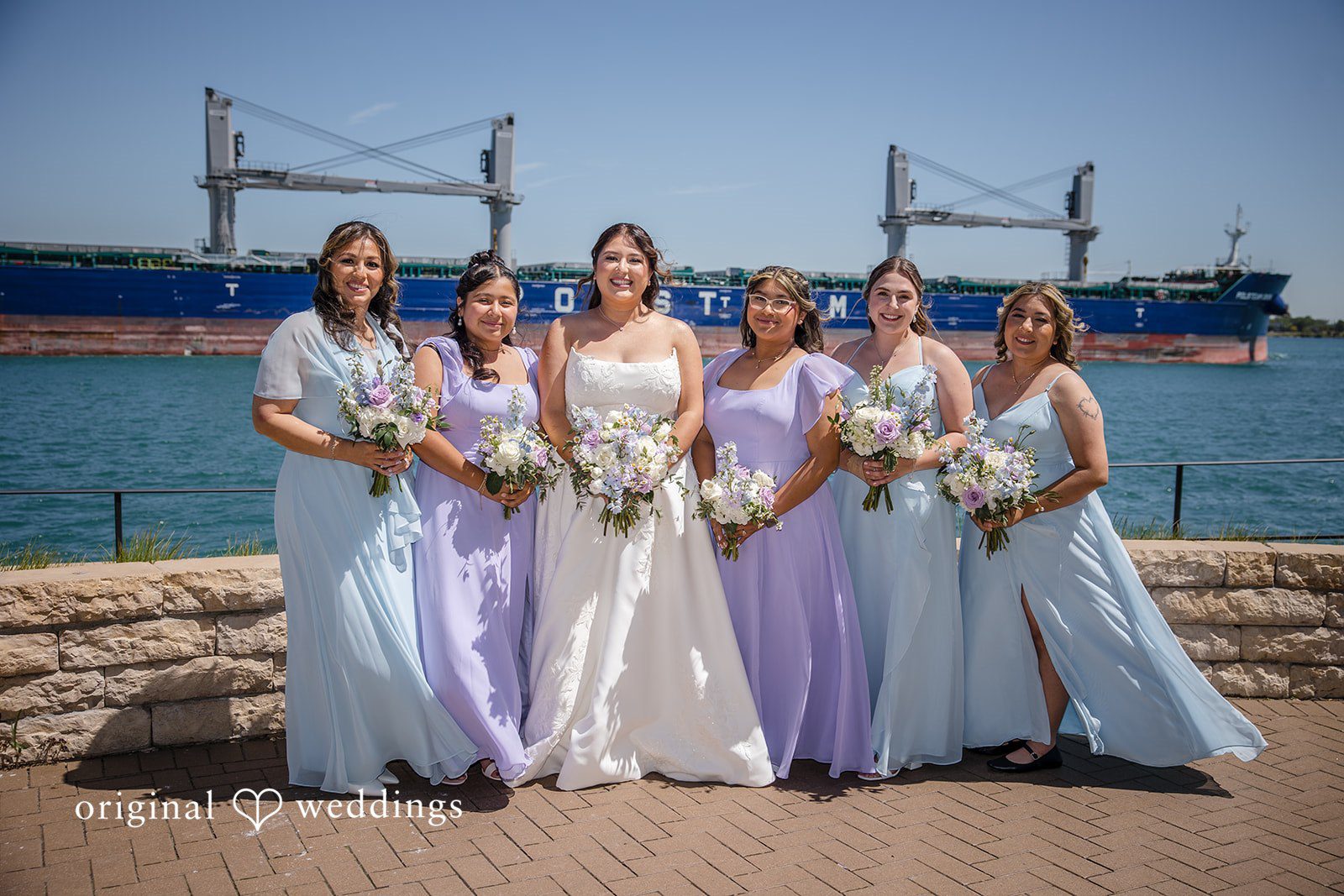 James + Nora Elegant bride with bridesmaids group photography at St. Clair Inn