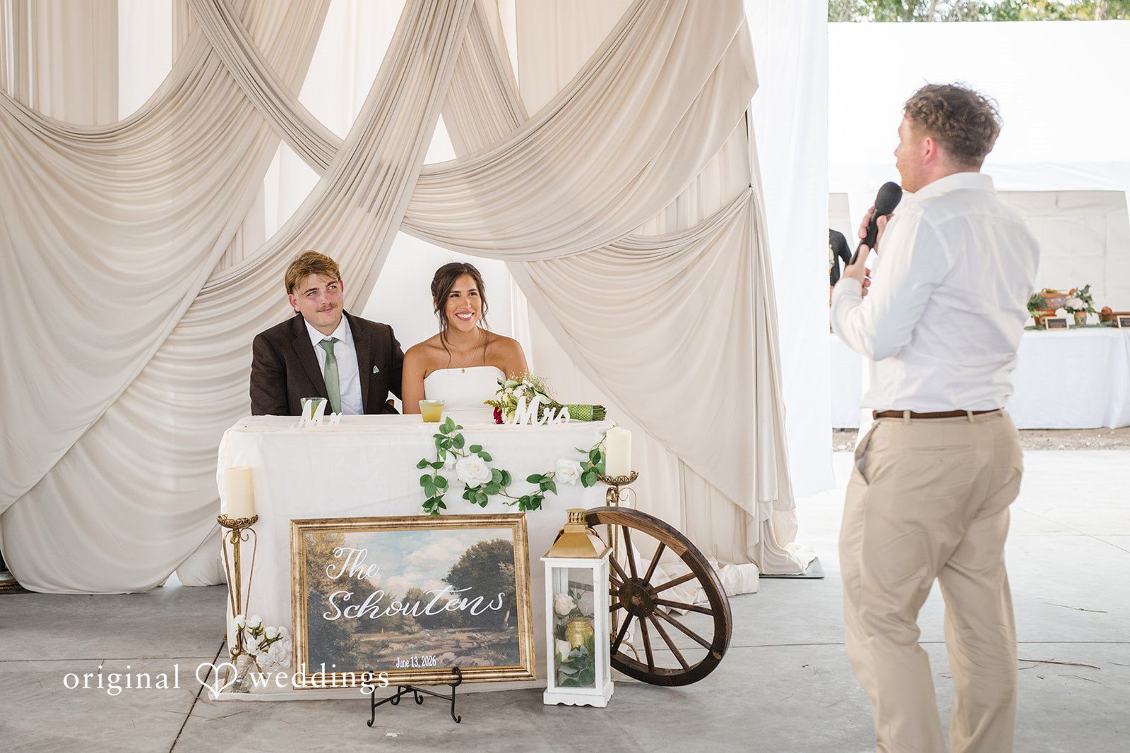 Happy couple enjoying the reception at San Pedro Catholic Church