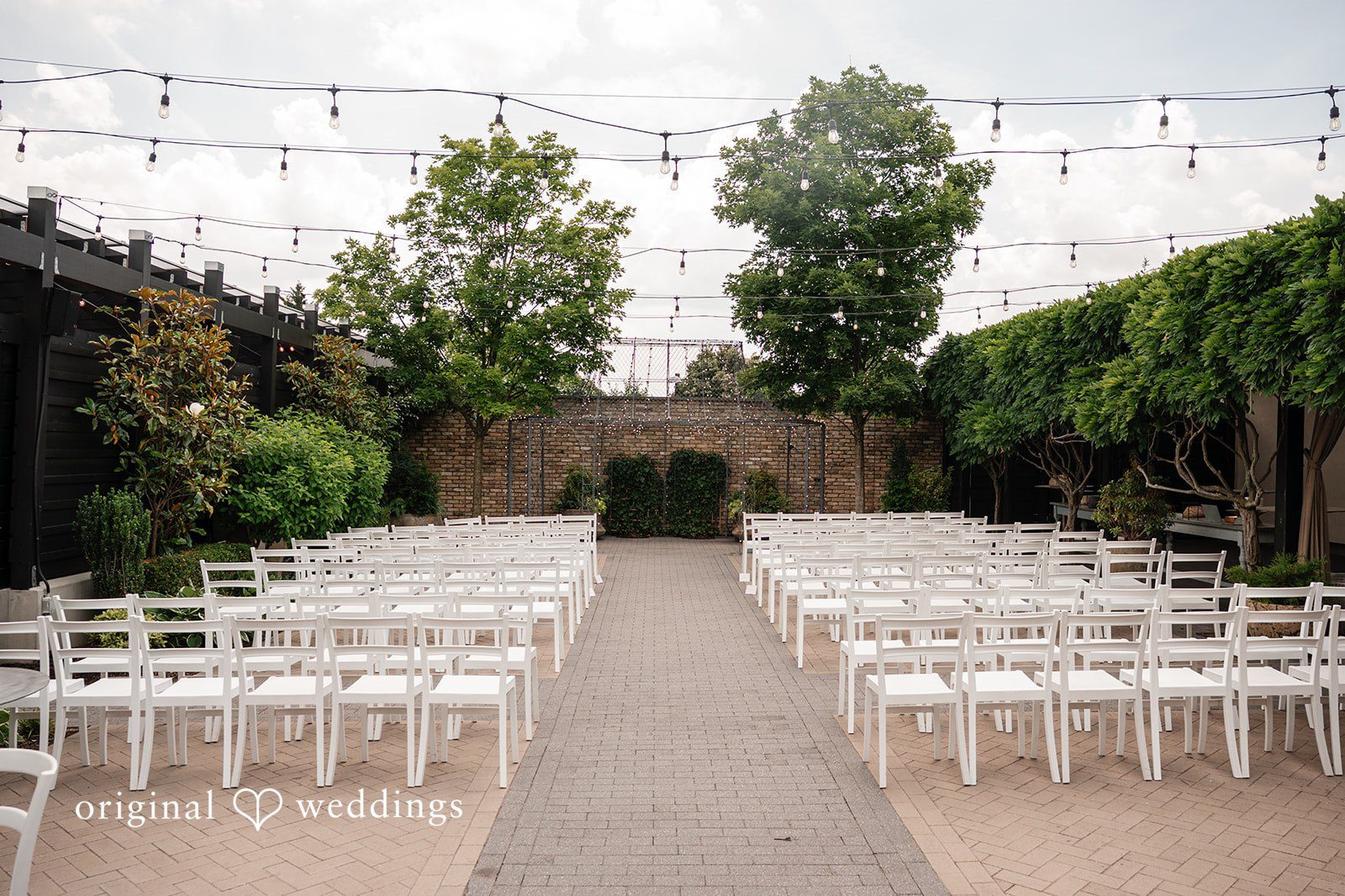 Elegant garden wedding venue prepared for the celebration at Terrain Garden