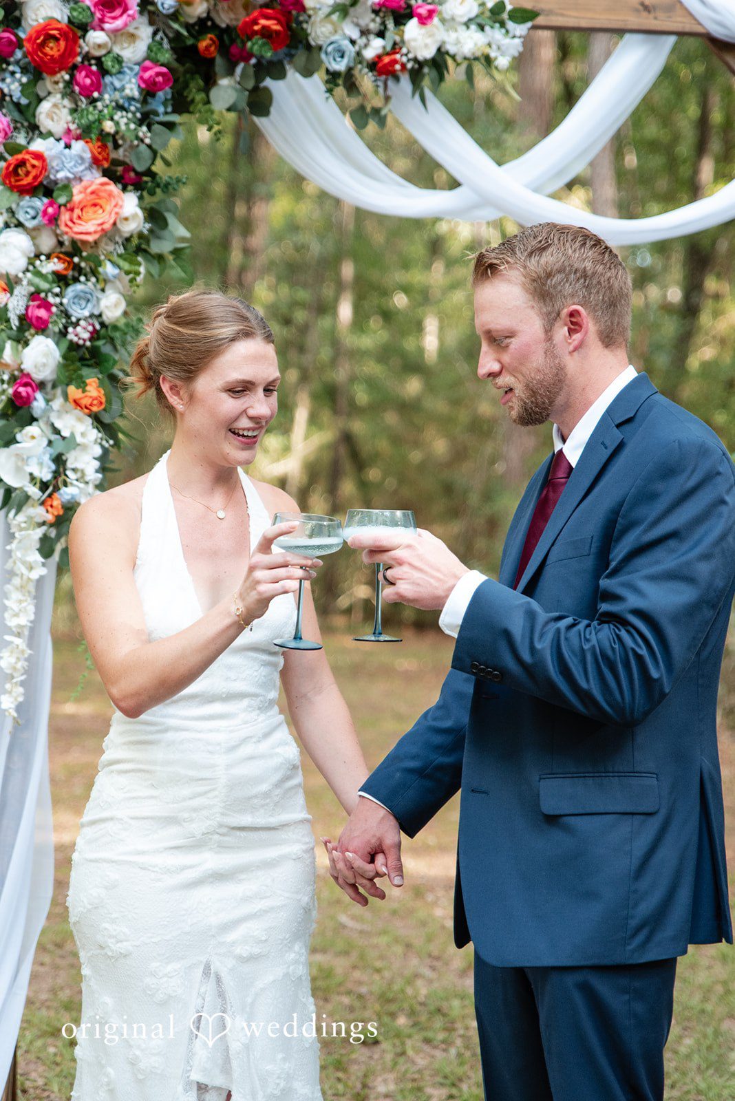 Morgan + Nick The couple shares a toast